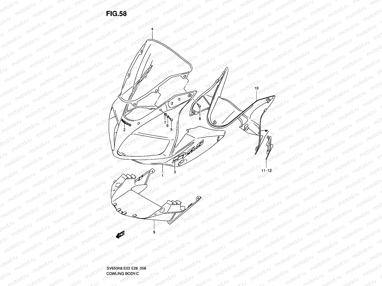 58 - COWLING BODY (SV650S/SAK8)