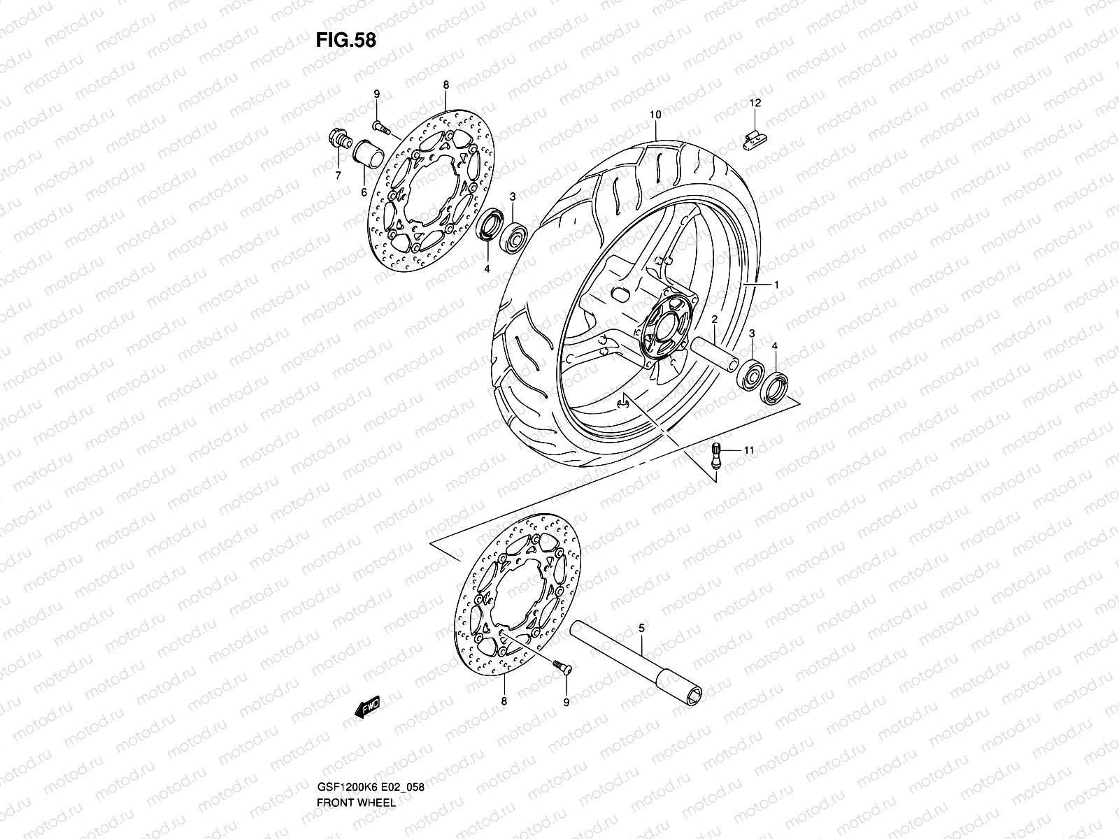 58 - FRONT WHEEL (GSF1200K6/SK6)