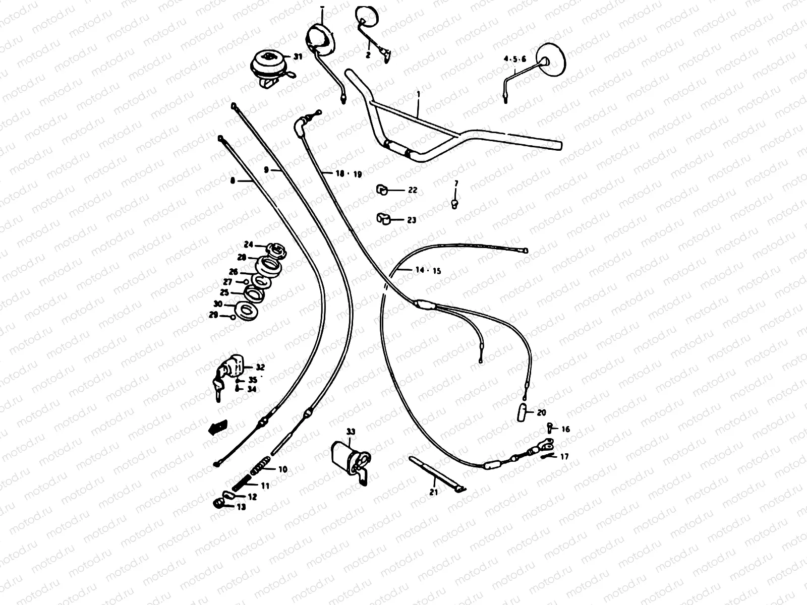 58 - HANDLEBAR - CONTROL CABLE