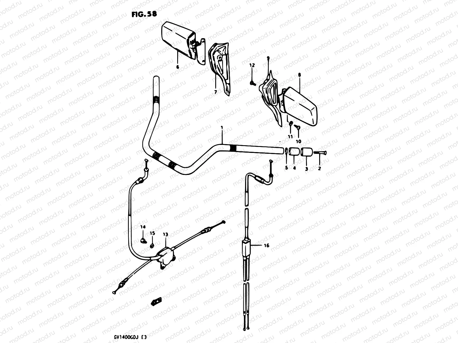 58 - HANDLEBAR-CONTROL CABLE GV1400GDG/GTG