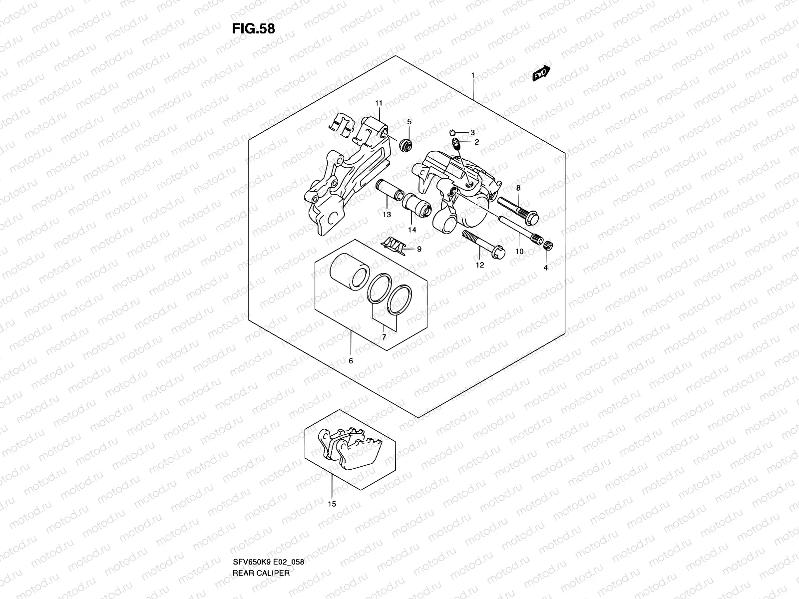 58 - REAR CALIPER (SFV650K9/UK9/L0/UL0)