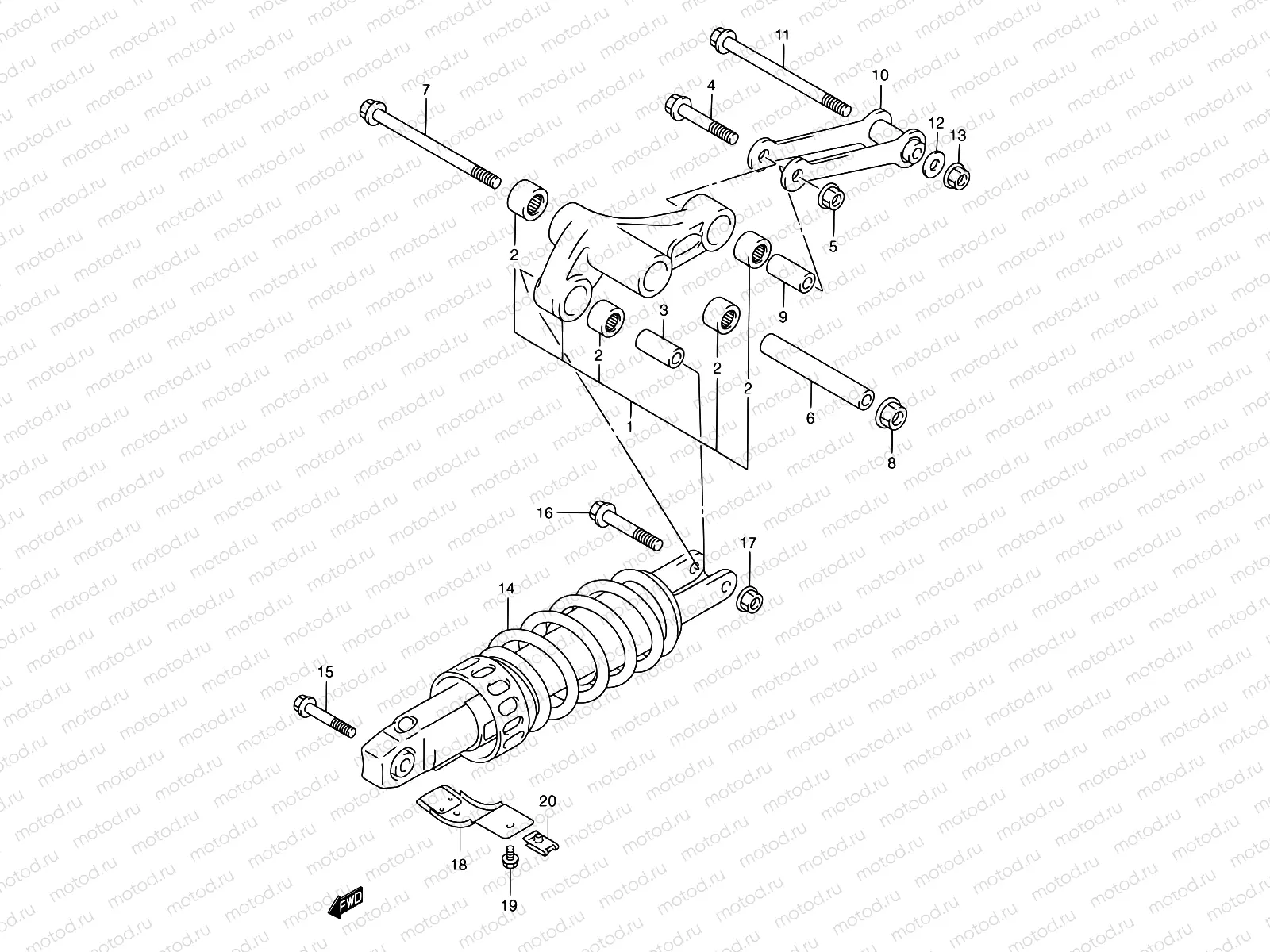 58 - REAR CUSHION LEVER (MODEL W/X)