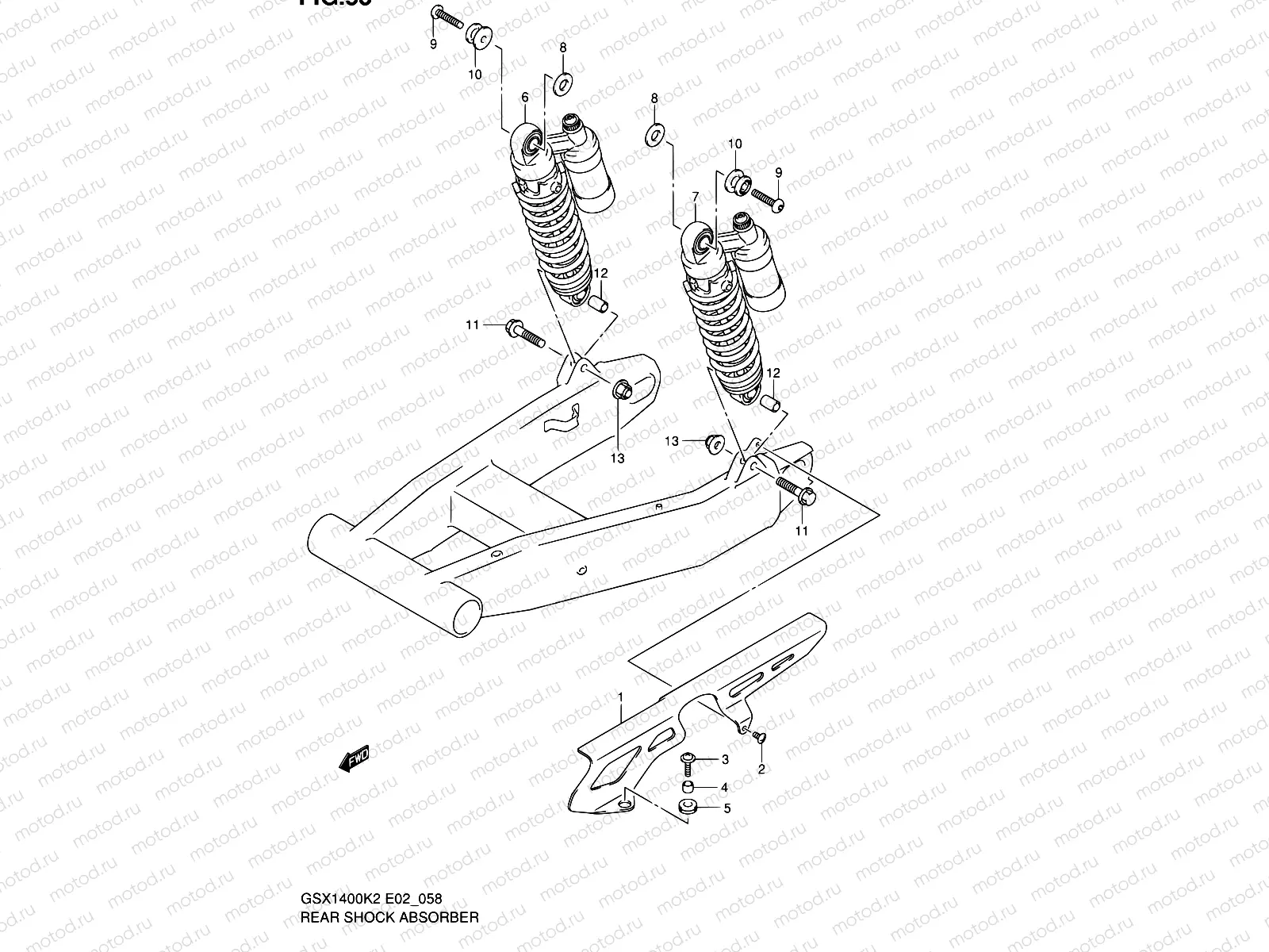 58 - REAR SHOCK ABSORBER (MODEL K2/K3)