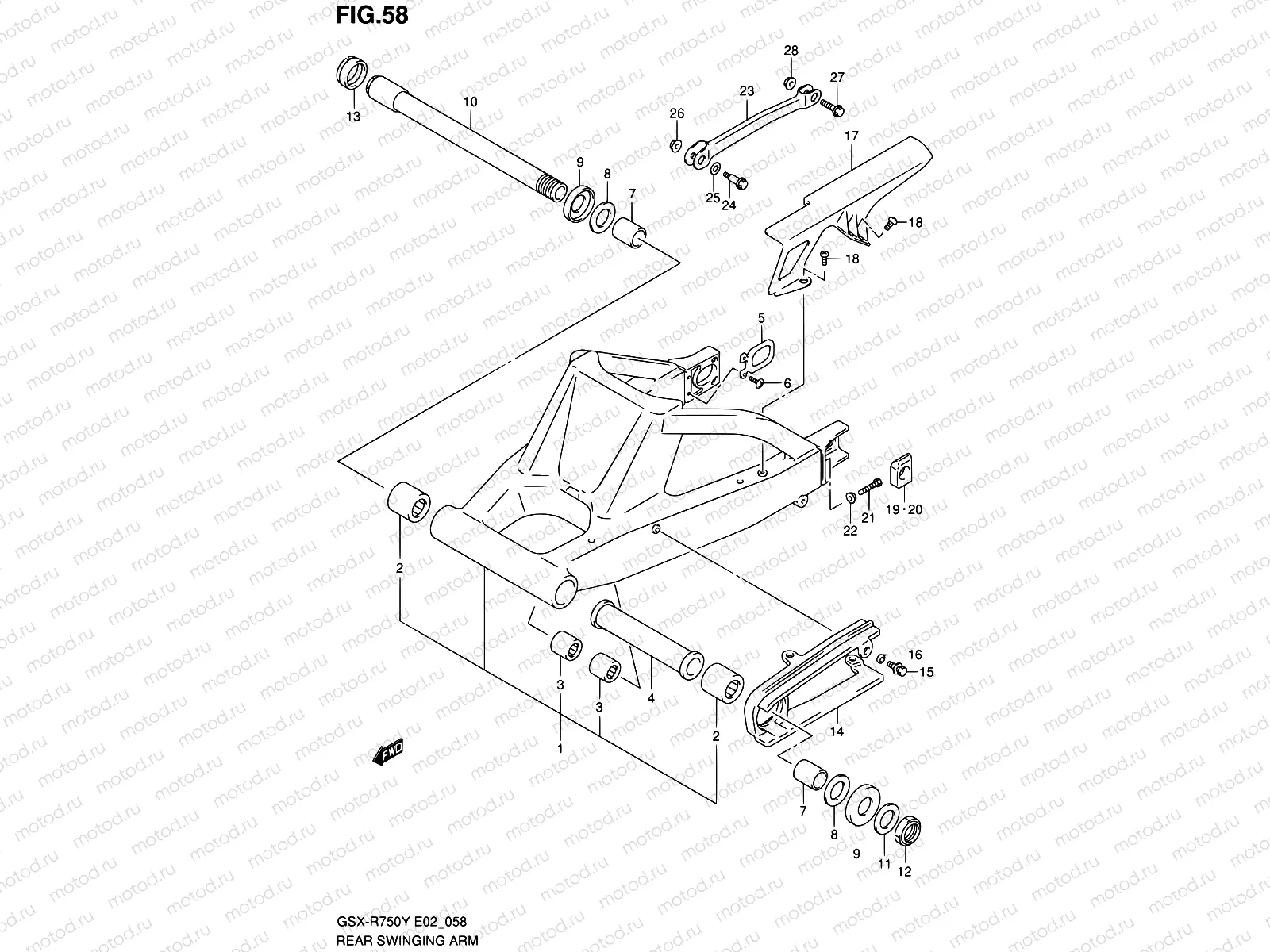 58 - REAR SWINGING ARM (MODEL Y/K1)