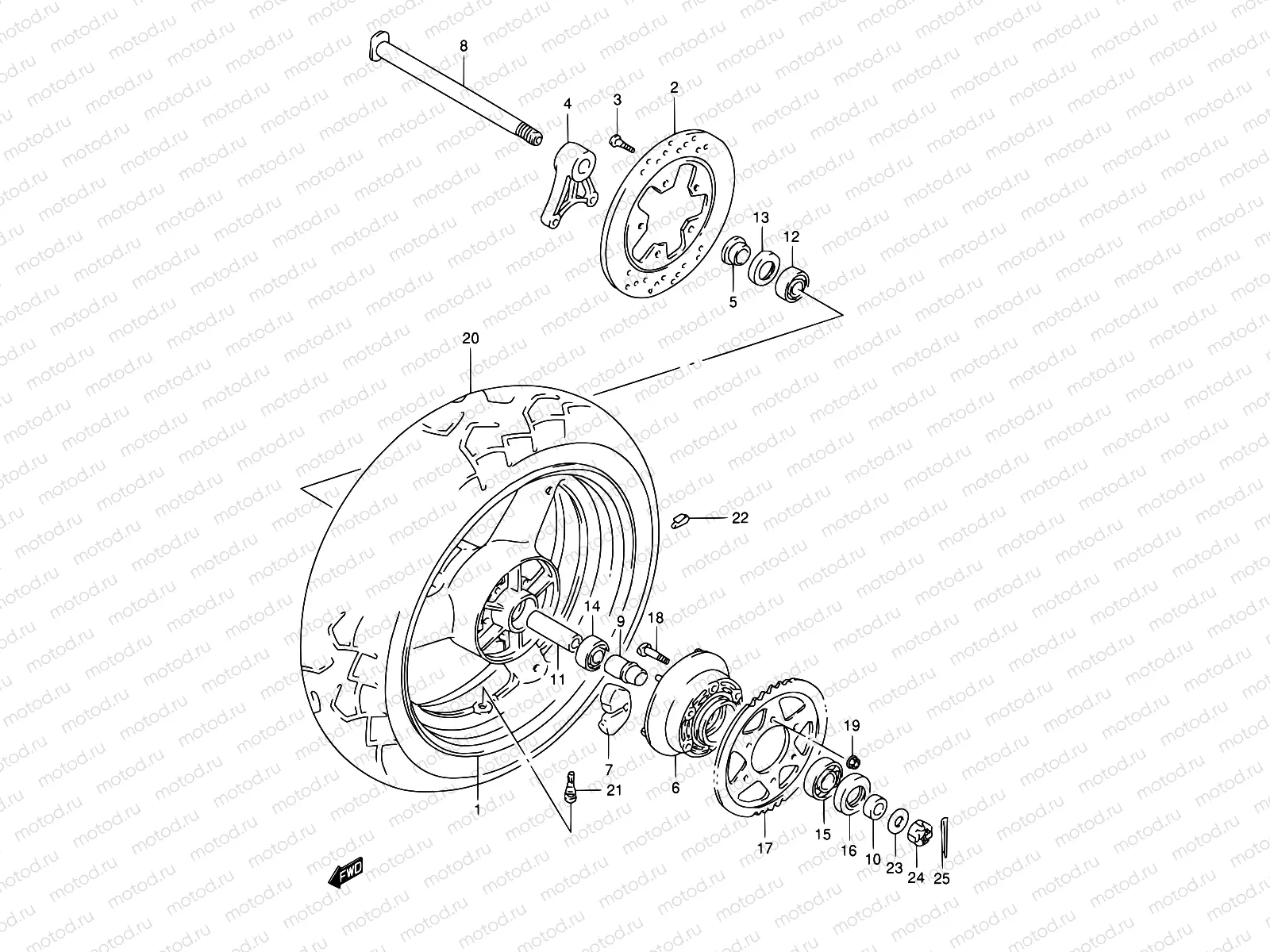 58 - REAR WHEEL (GSF1200ST/SV/SW/SX/SY)