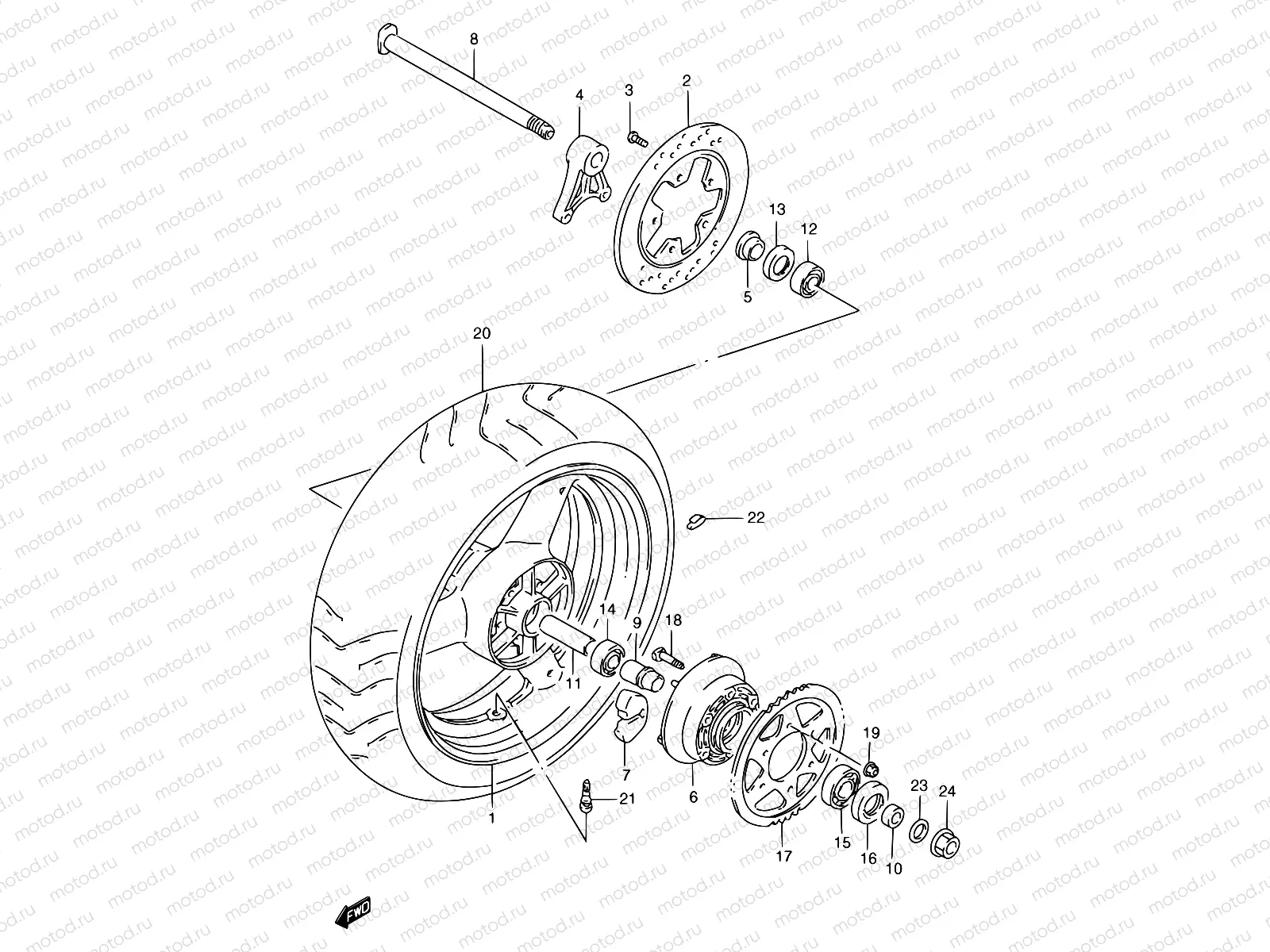 58 - REAR WHEEL (GSF1200T/V/W/X/Y/ST/SV/SW/SX/SY)