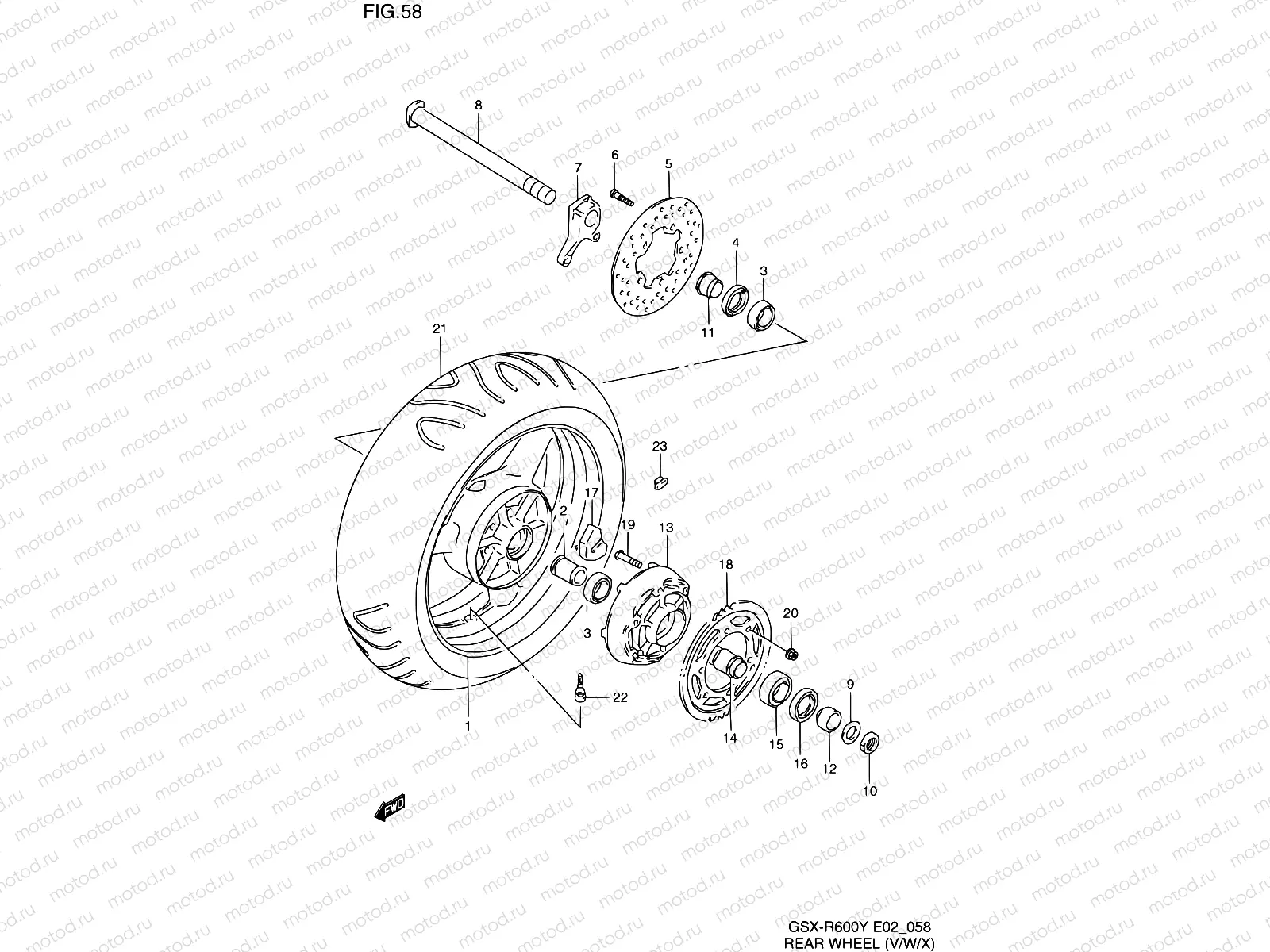 58 - REAR WHEEL (MODEL V/W/X)