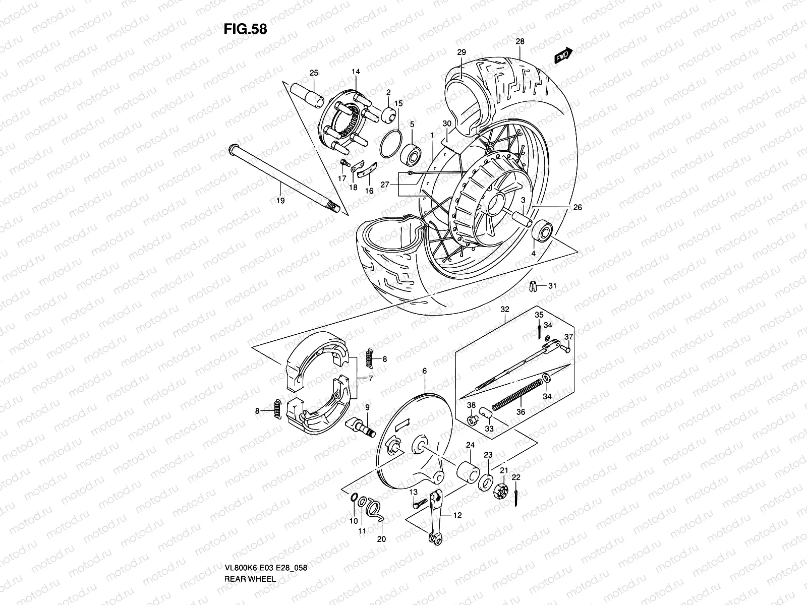 58 - REAR WHEEL (VL800K6/TK6/K7/TK7/K8/TK8/K9/TK9/L0/TL0)