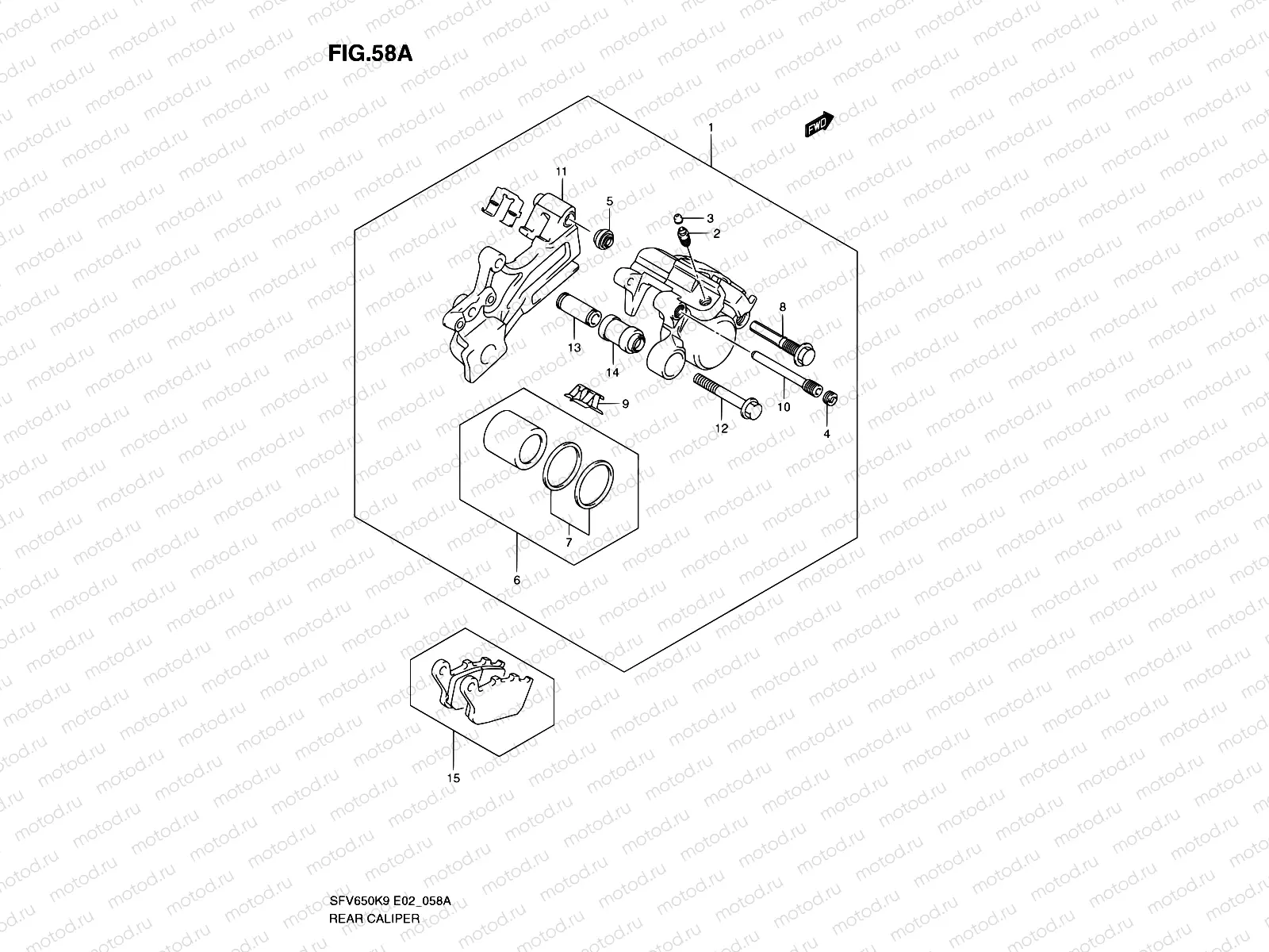 58A - REAR CALIPER (SFV650AK9/UAK9/AL0/UAL0)