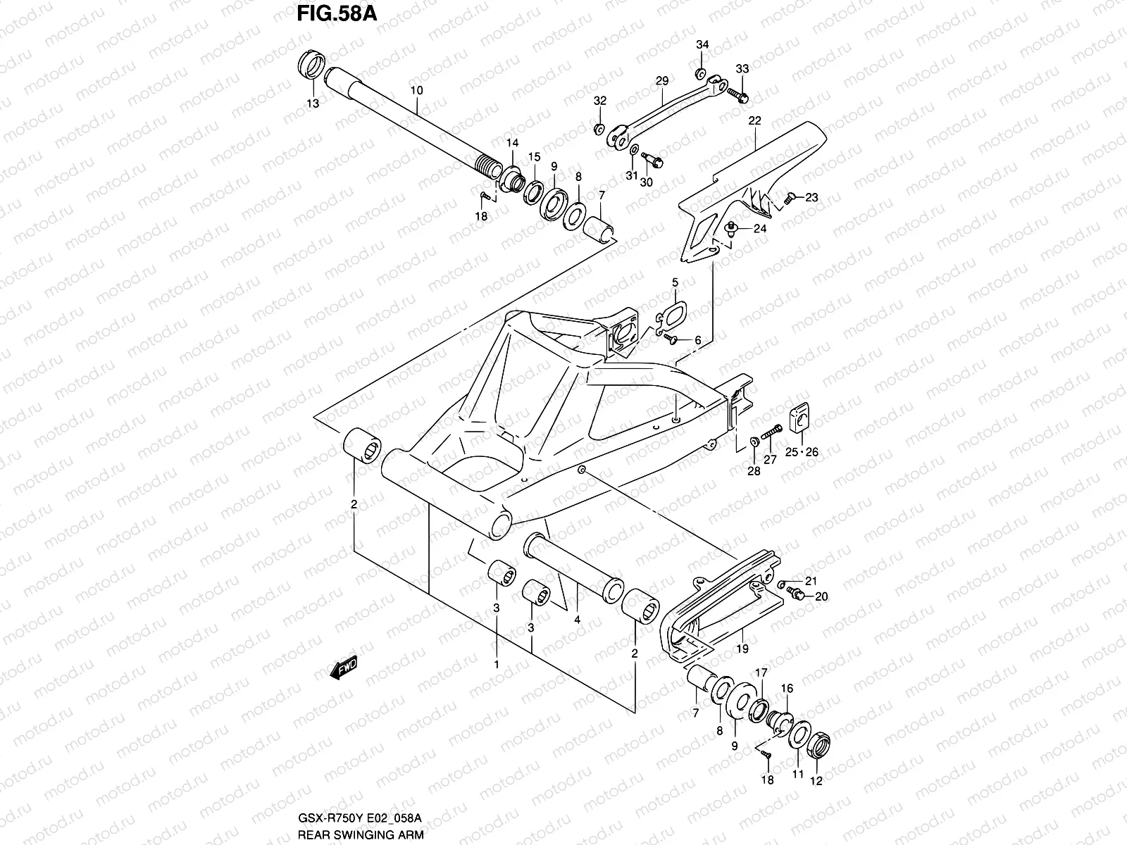 58A - REAR SWINGING ARM (MODEL K2/K3)