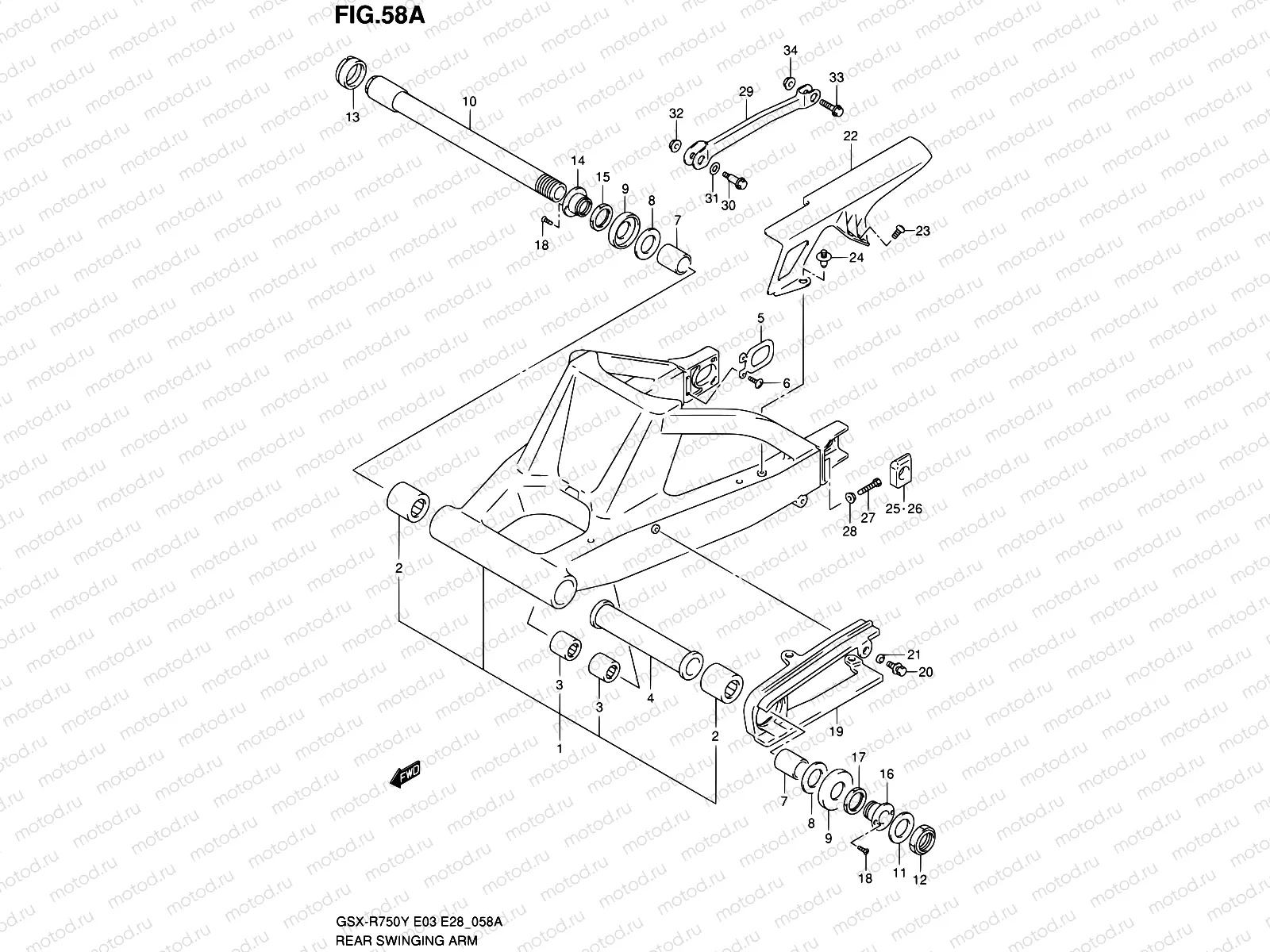 58A - REAR SWINGING ARM (MODEL K2/K3)