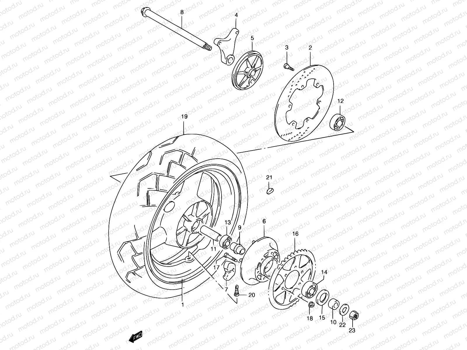 58A - REAR WHEEL (GSF1200SAV/SAW/SAX/SAY)
