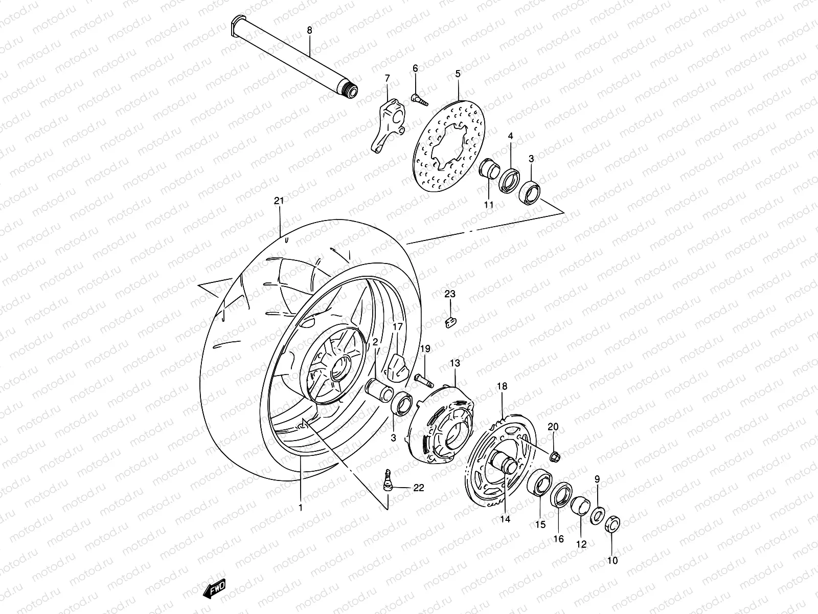58A - REAR WHEEL (MODEL W/X)