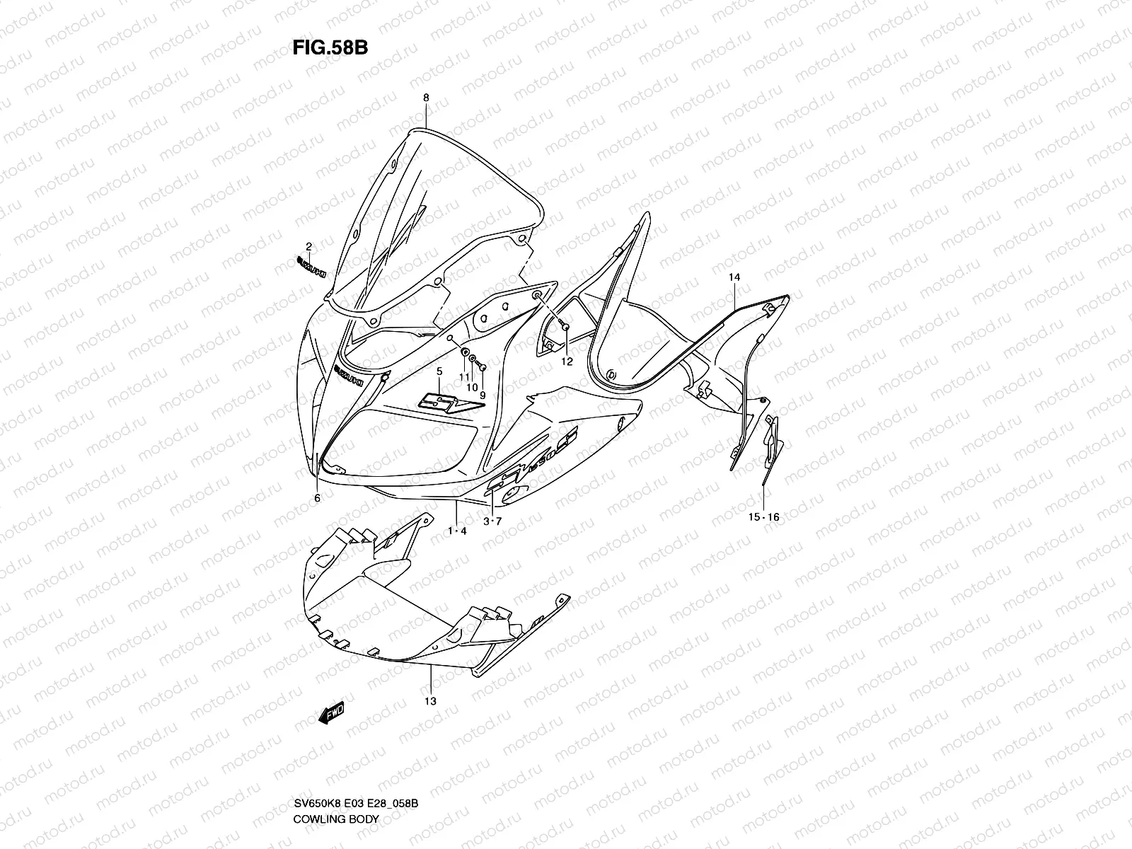 58B - COWLING BODY (MODEL L0)