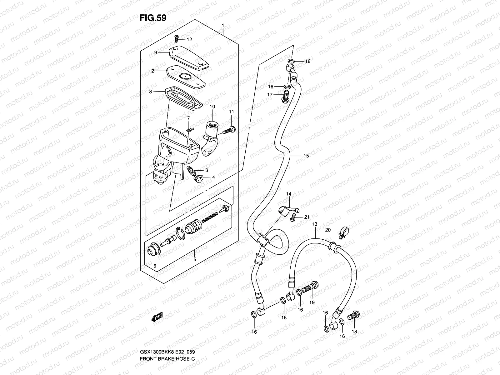 59 - FRONT BRAKE HOSE (GSX1300BKK8/U2K8/K9/UFK9/L0/UFL0)