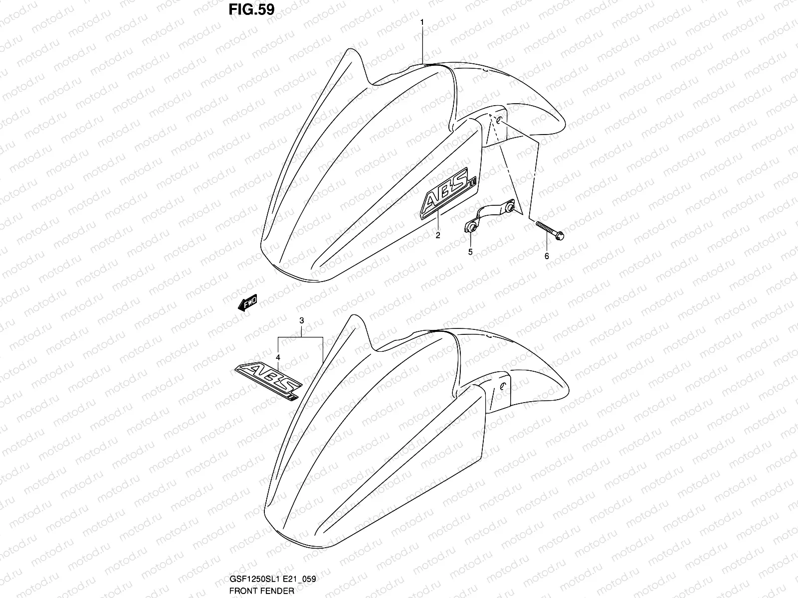 59 - FRONT FENDER (GSF1250SAL1 E21)