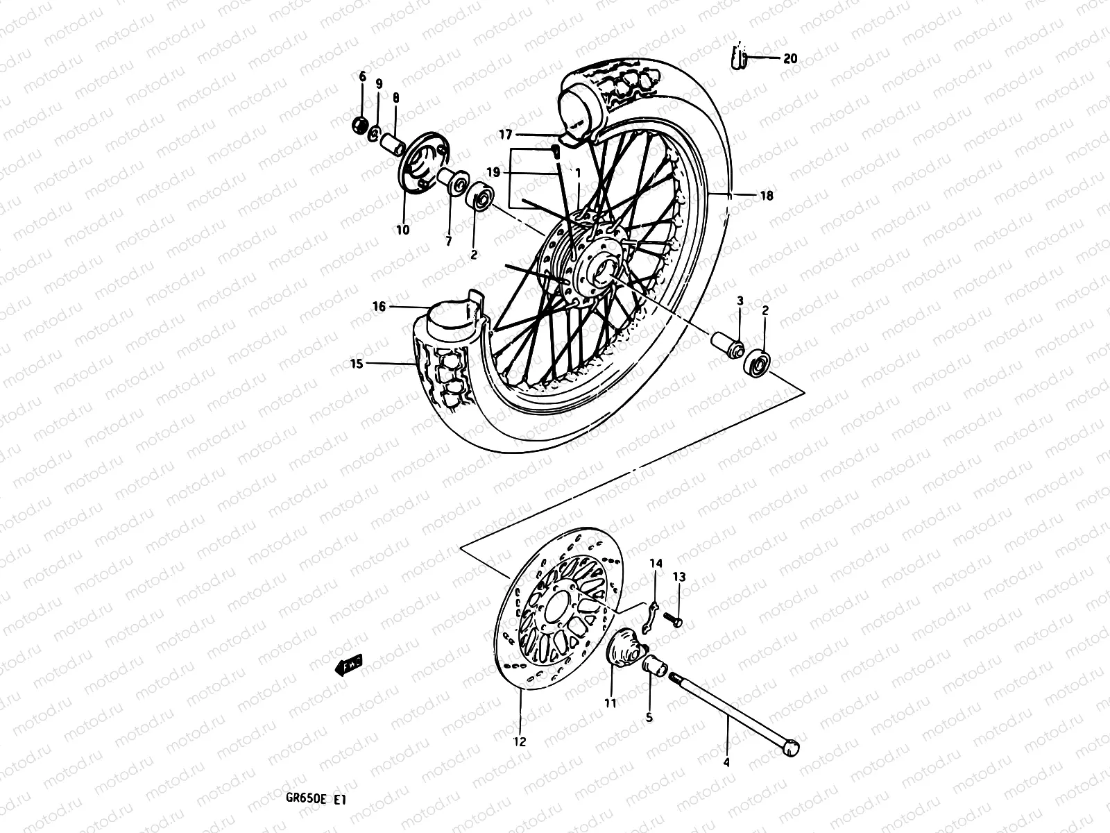 59 - FRONT WHEEL (GR650XD/XE)