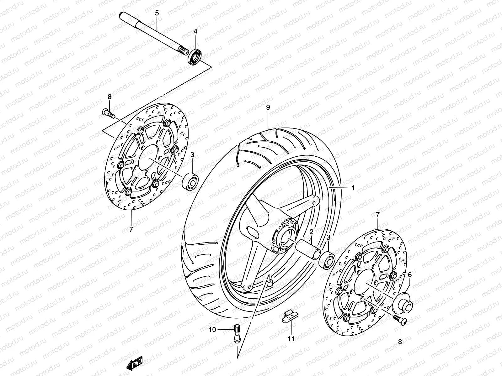 59 - FRONT WHEEL (GSF650K5/UK5/SK5/SUK5/K6/UK6/SK6/SUK6)