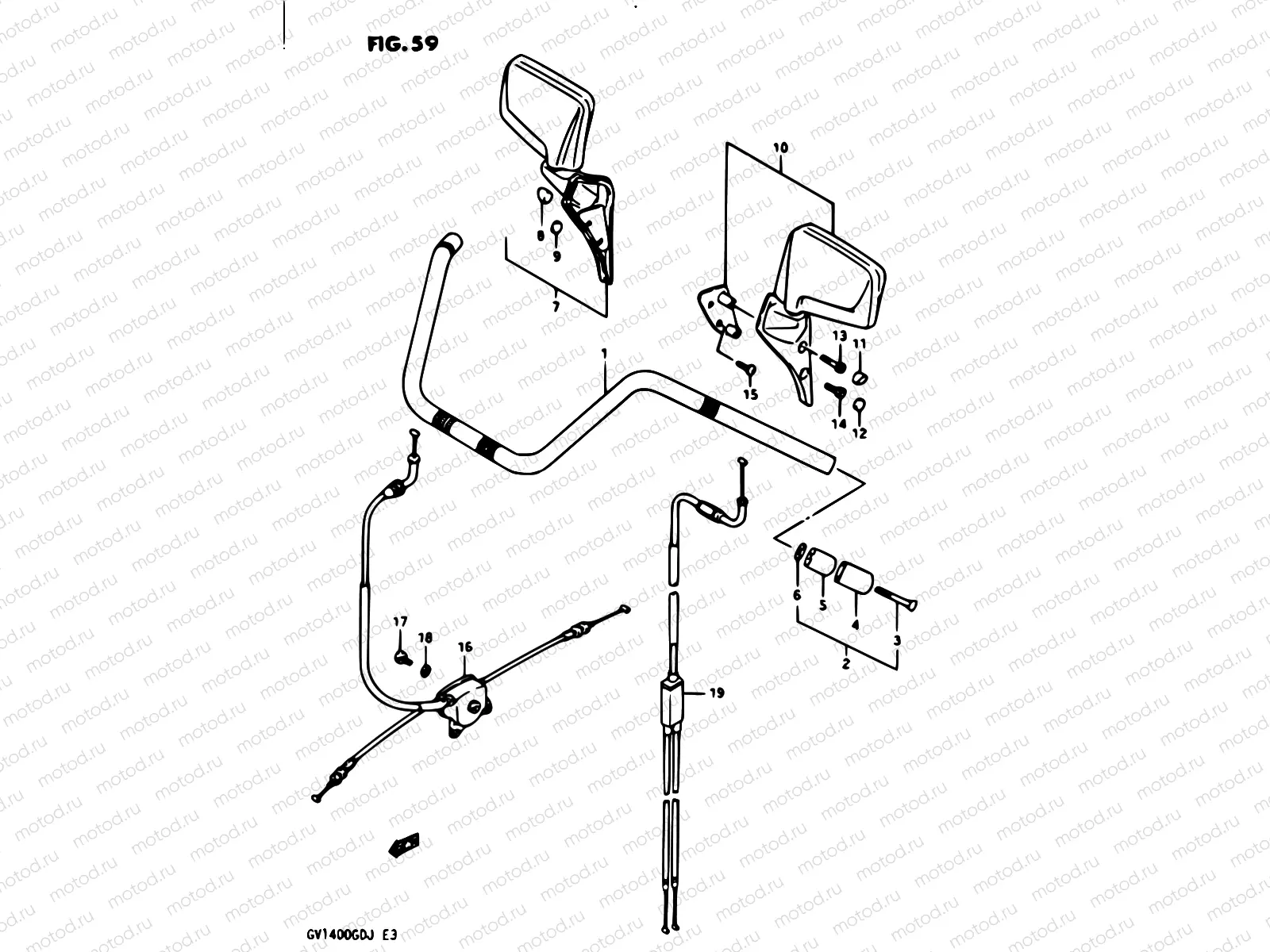 59 - HANDLEBAR-CONTROL CABLE GV1400GCG/MODEL H/J