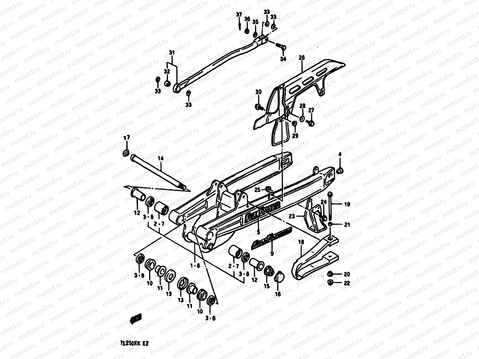 59 - REAR SWINGING ARM (E15,E16,E17,E18,E22,E24)