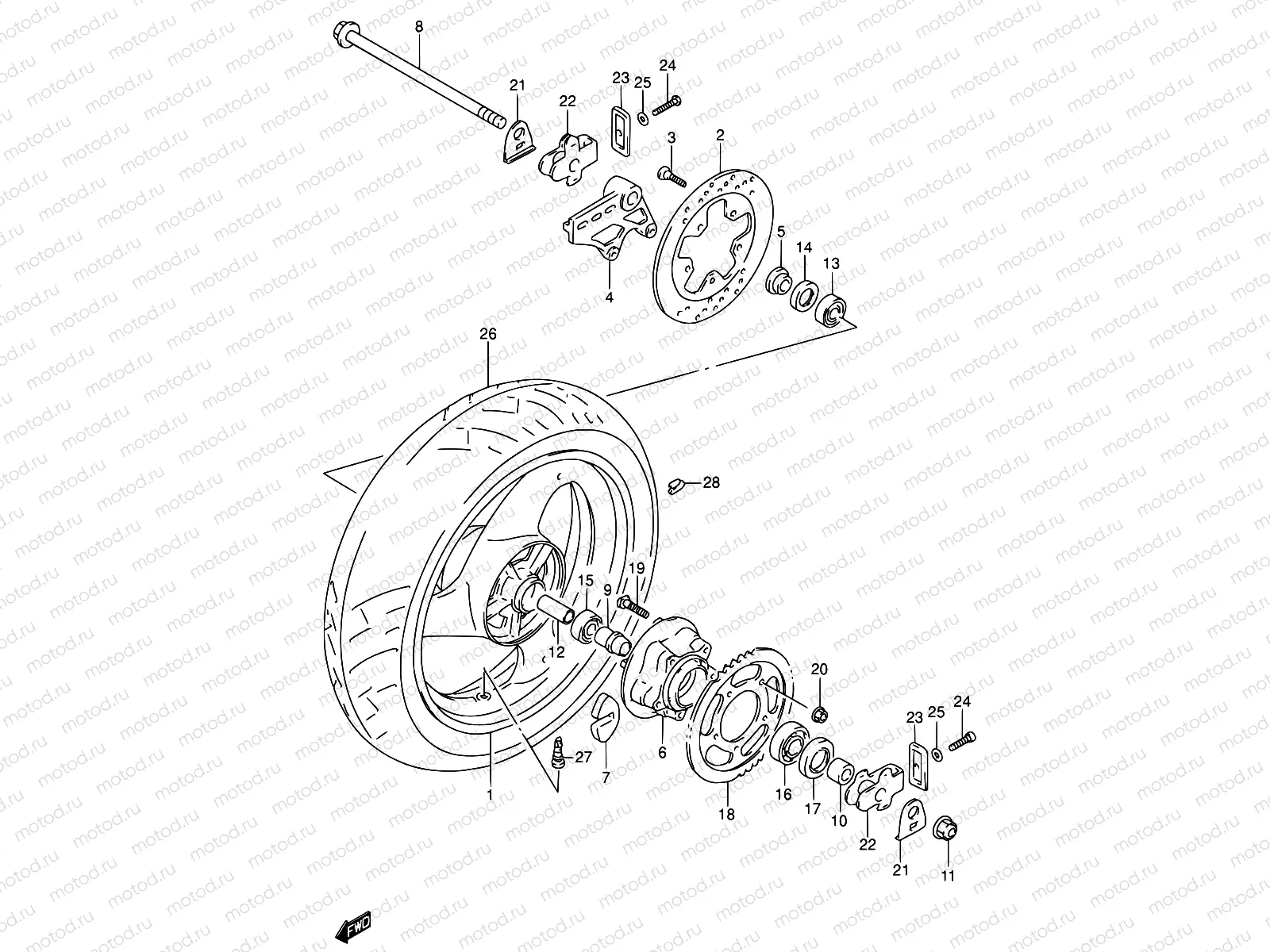 59 - REAR WHEEL (MODEL P/R)