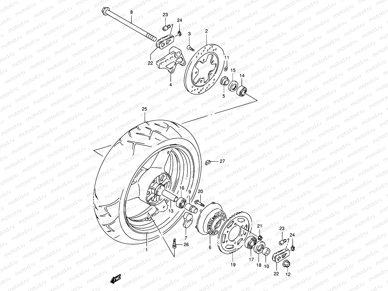 59 - REAR WHEEL (MODEL P/R)