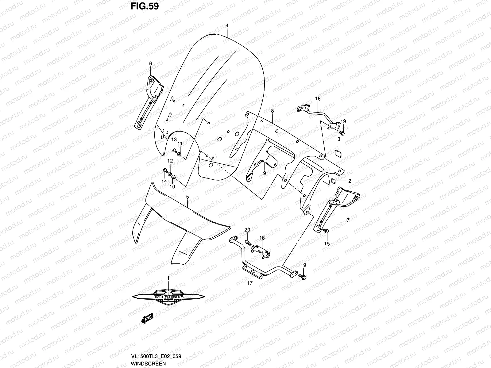 59 - WINDSCREEN (VL1500TL3 E02)