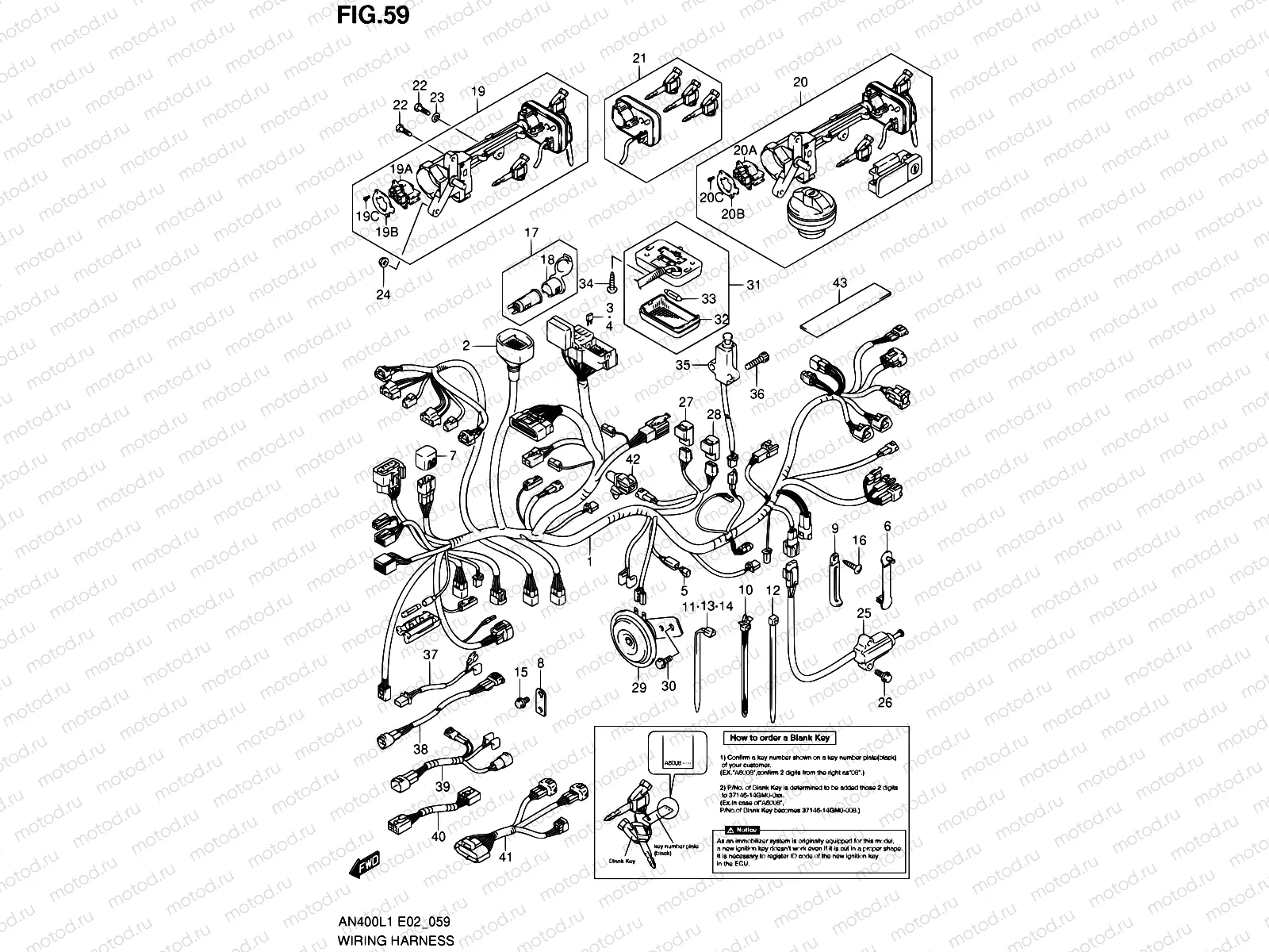 59 - WIRING HARNESS (IMOBI) (AN400ZAL1 E51)