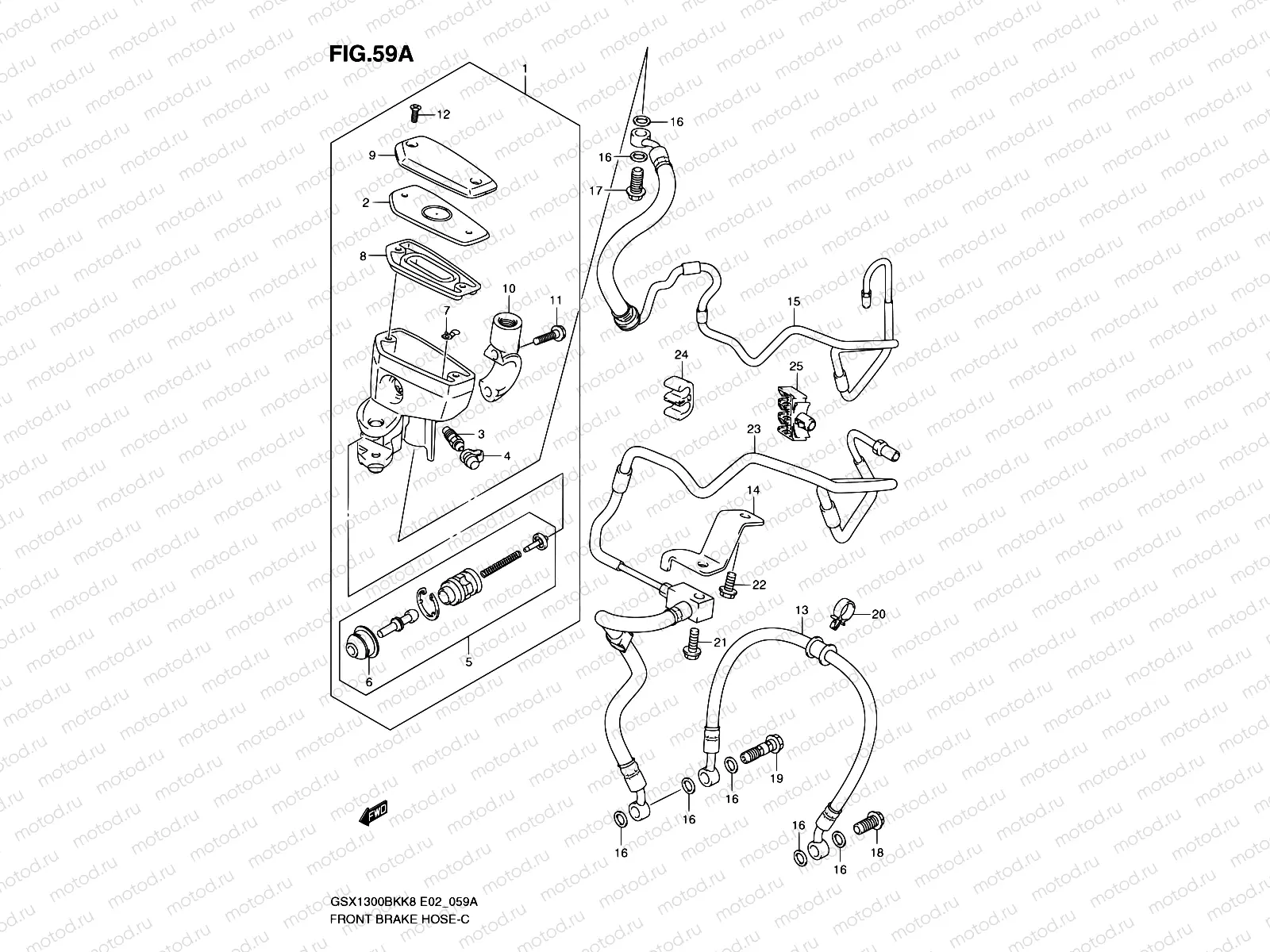 59A - FRONT BRAKE HOSE (GSX1300BKAK8/AU2K8/AK9/AUFK9/AL0/AUFL0)