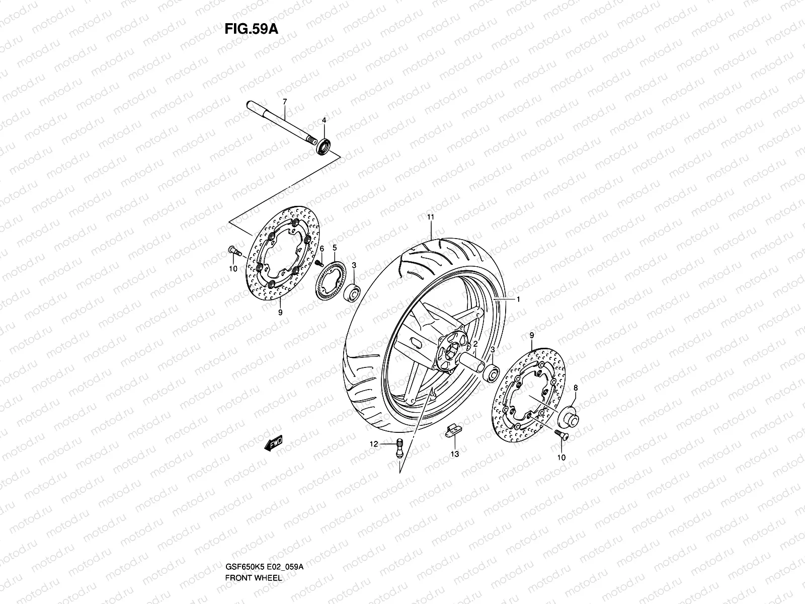 59A - FRONT WHEEL (GSF650AK5/UAK5/SAK5/SUAK5/AK6/UAK6/SAK6/SUAK6)