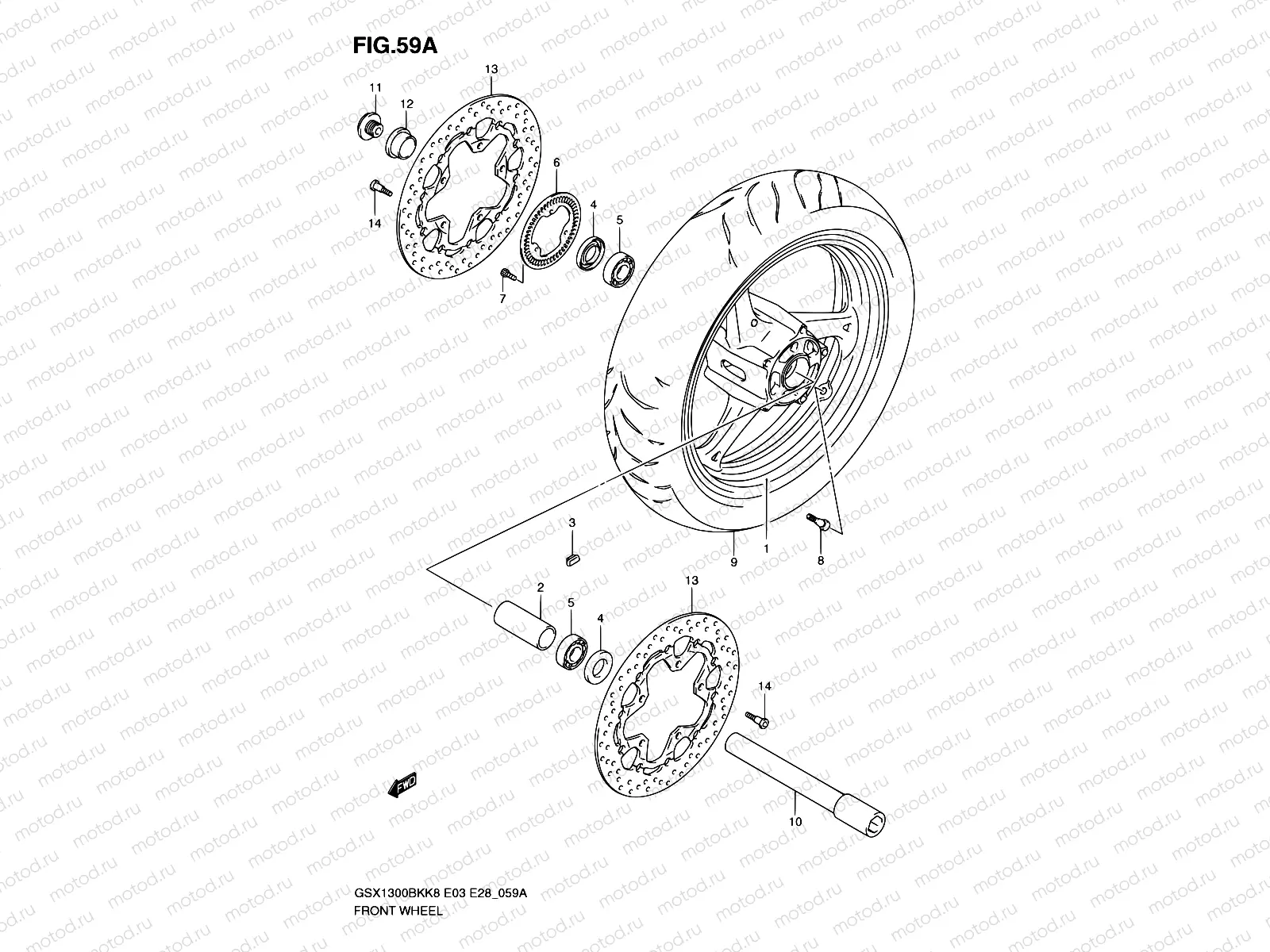 59A - FRONT WHEEL (GSX1300BKAK8/AK9)