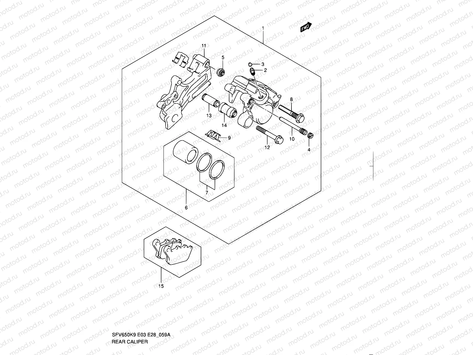 59A - REAR CALIPER (SFV650AL0)