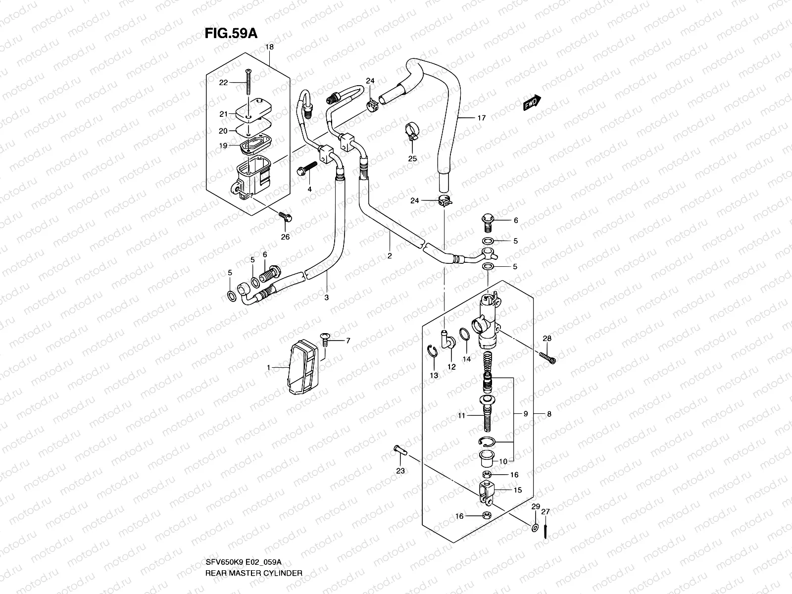 59A - REAR MASTER CYLINDER (SFV650AK9/UAK9/AL0/UAL0)