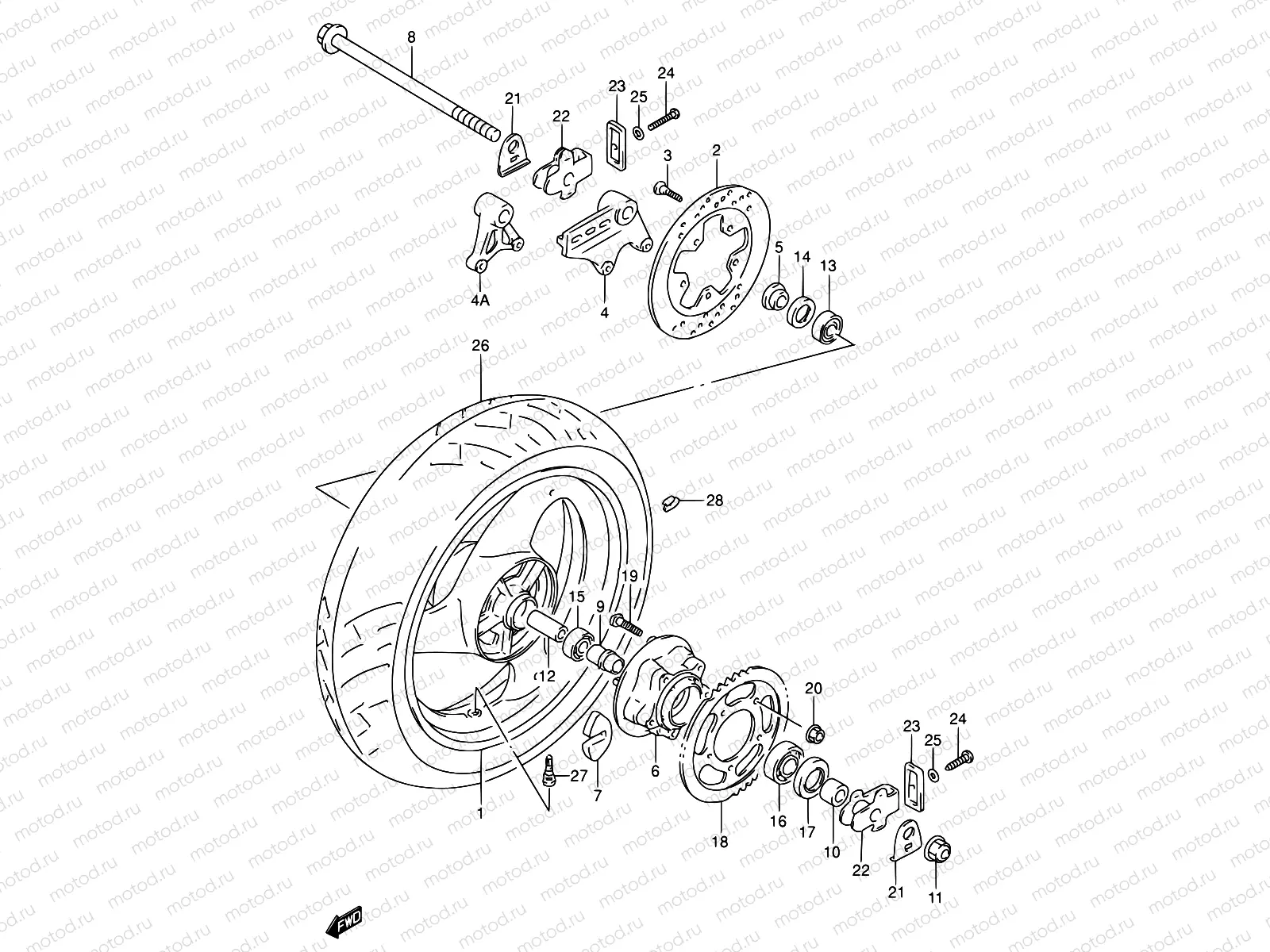 59A - REAR WHEEL (MODEL S/T/V)