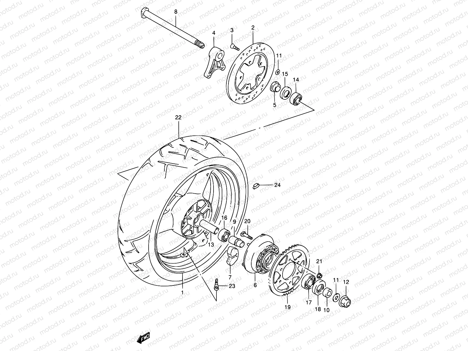 59A - REAR WHEEL (MODEL S/T/V/W)