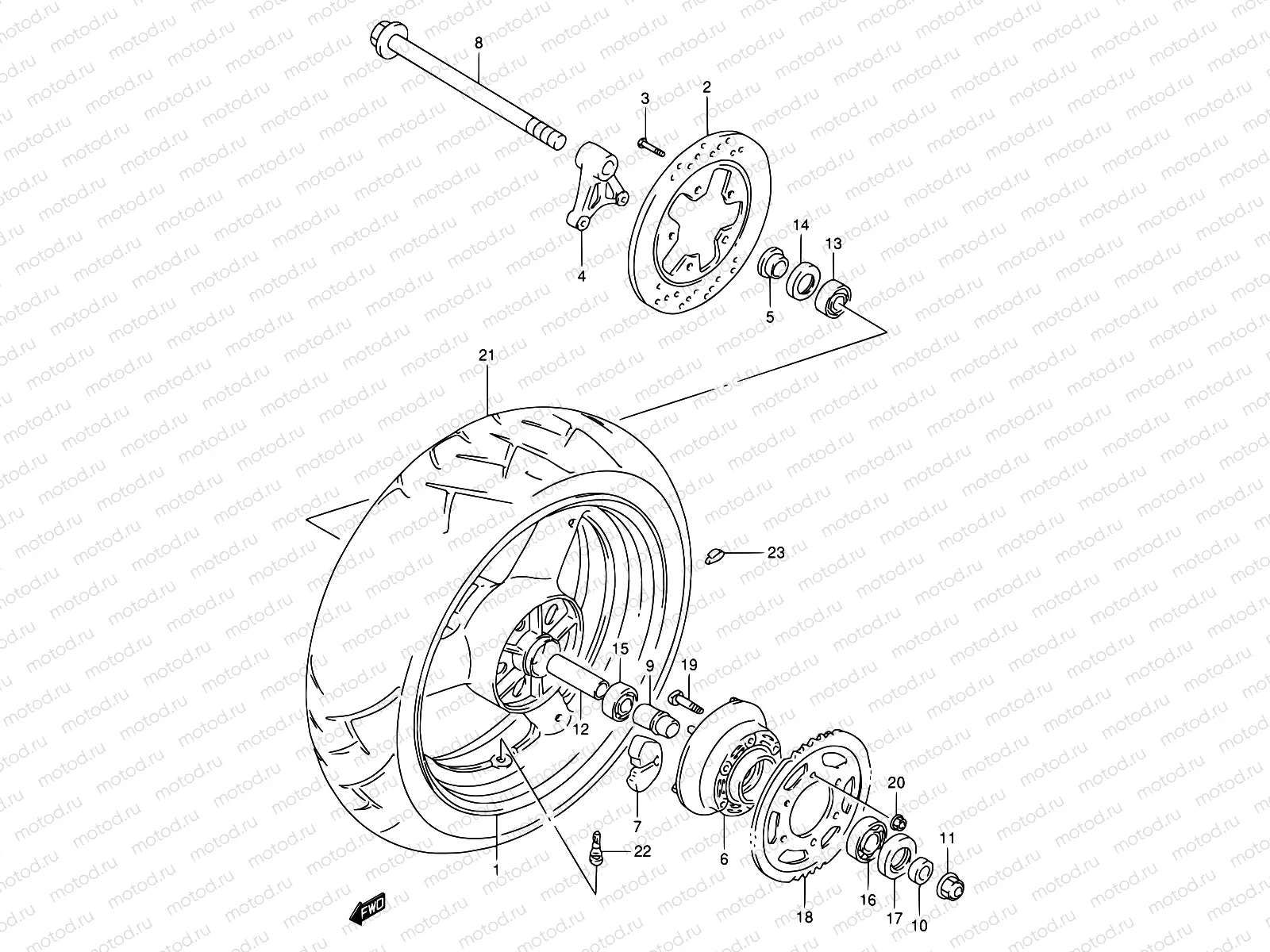59A - REAR WHEEL (MODEL T/V/W)