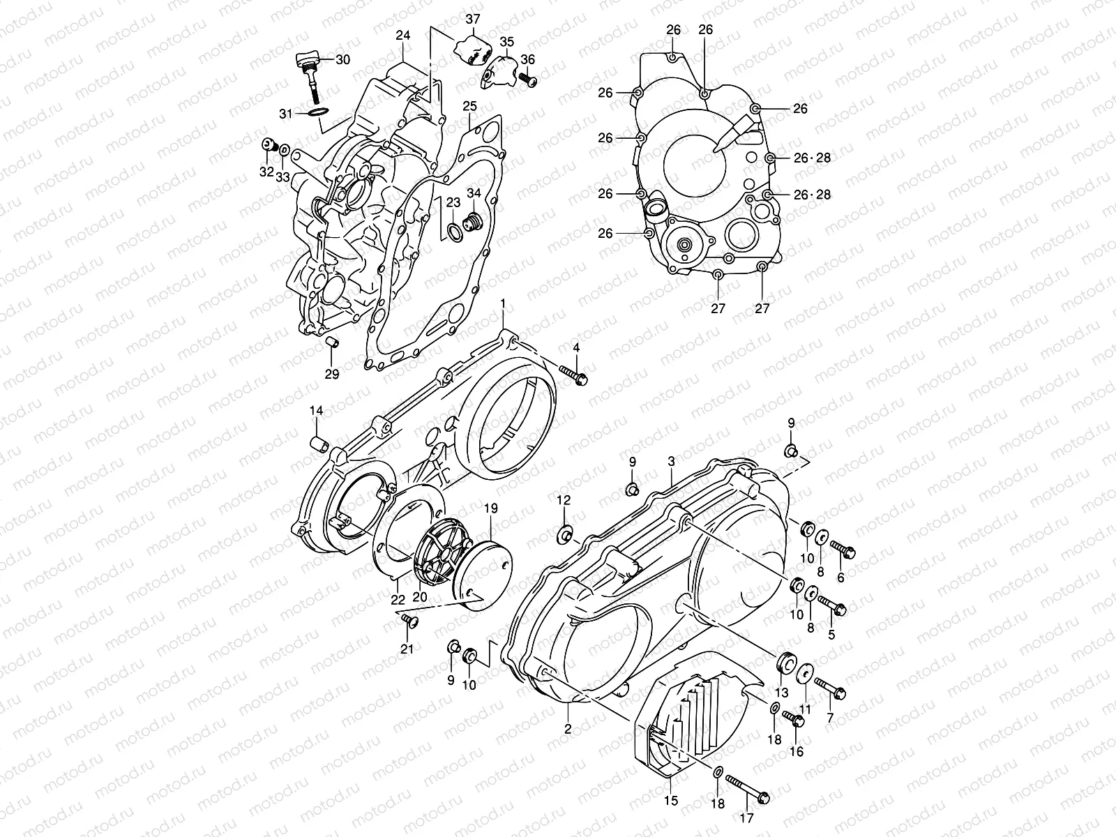 5A - CRANKCASE COVER (MODEL K1/K2)