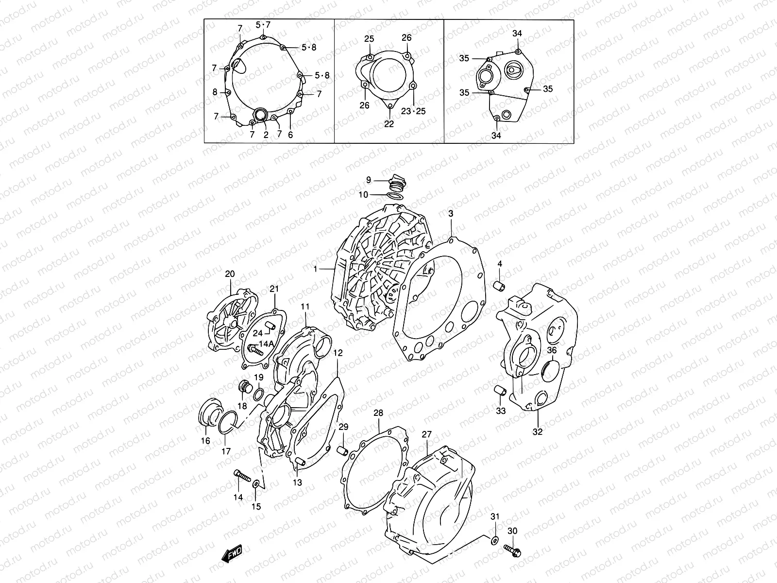 5A - CRANKCASE COVER (MODEL W/X)
