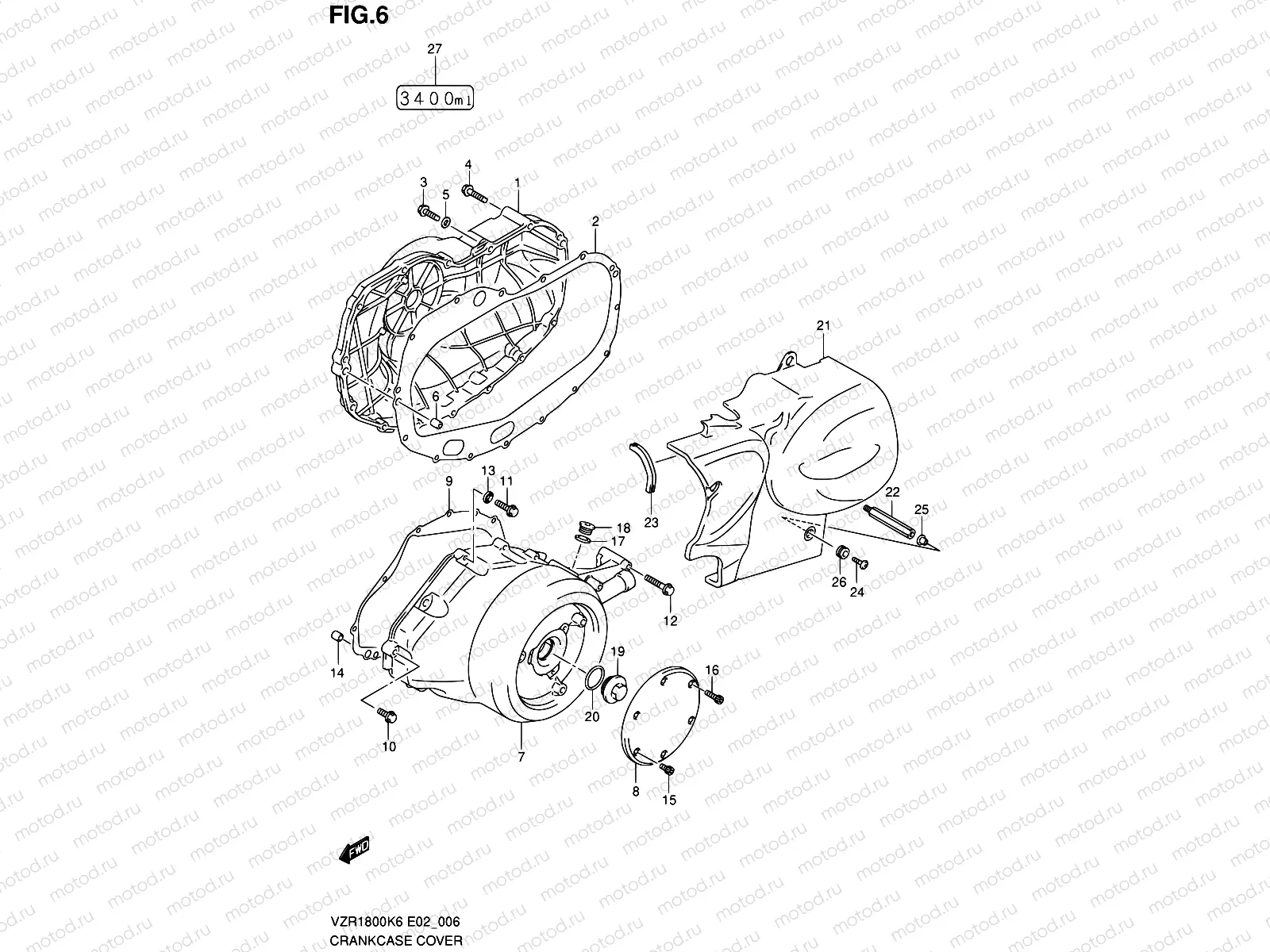 6 - CRANKCASE COVER (MODEL K6/K7)