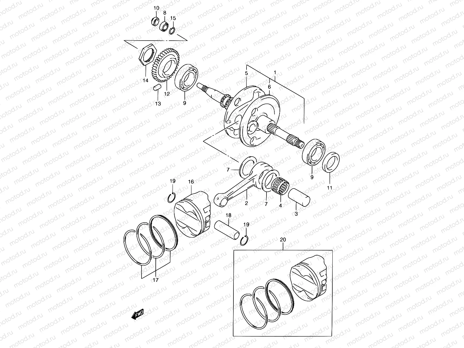 6 - CRANKSHAFT (MODEL W/X/Y)