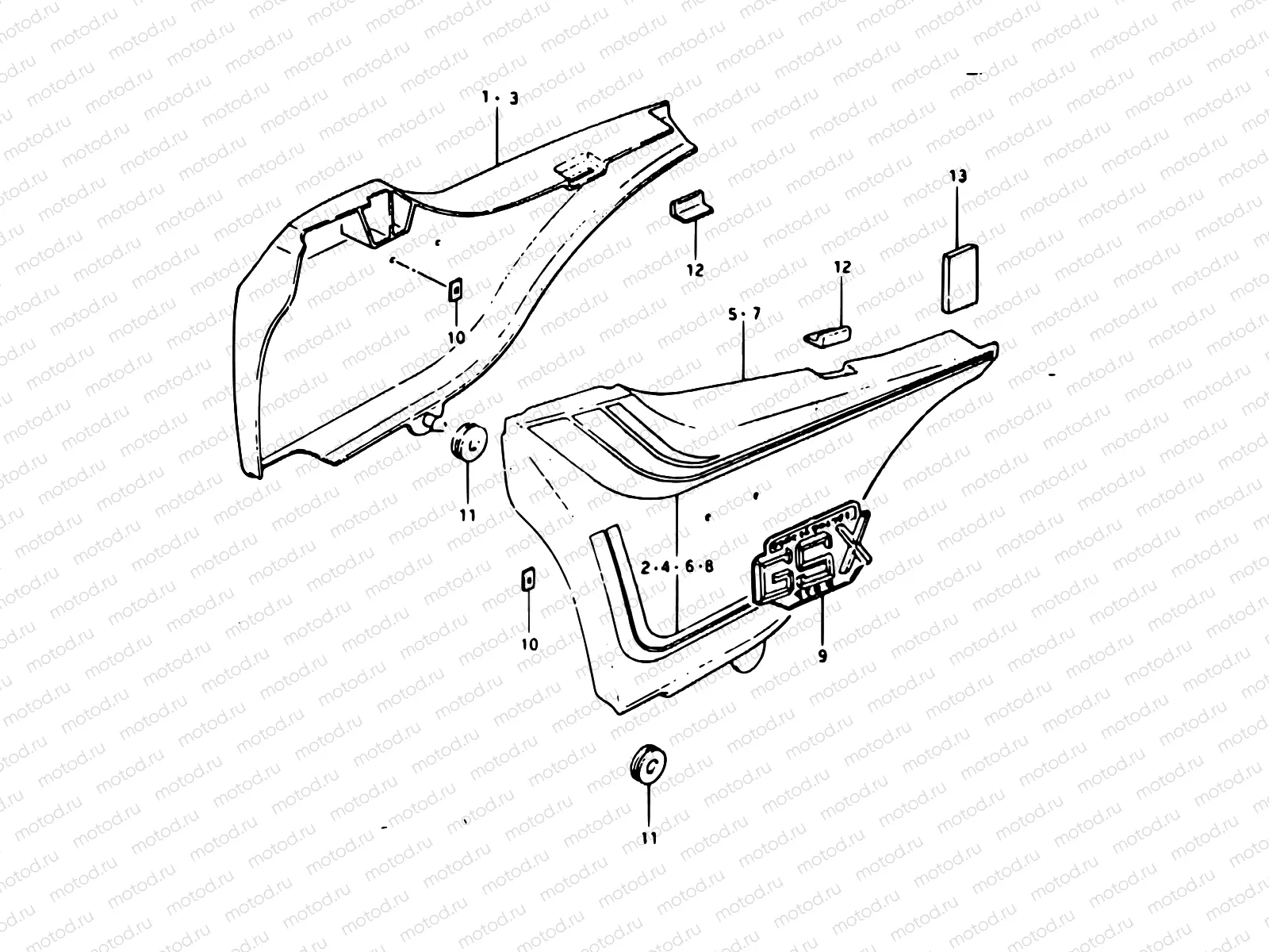 60 - FRAME COVER (GSX1100X, EX)