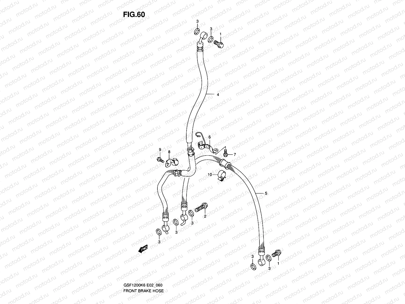 60 - FRONT BRAKE HOSE (GSF1200K6/SK6)