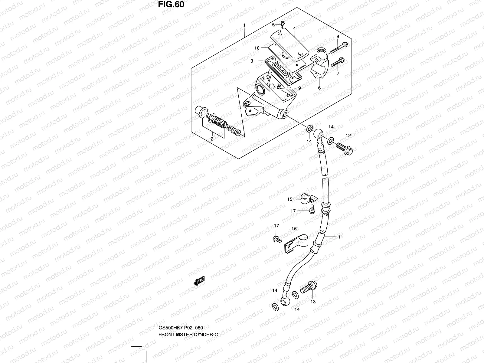 60 - FRONT MASTER CYLINDER (GS500HK7/HUK7/HK8)