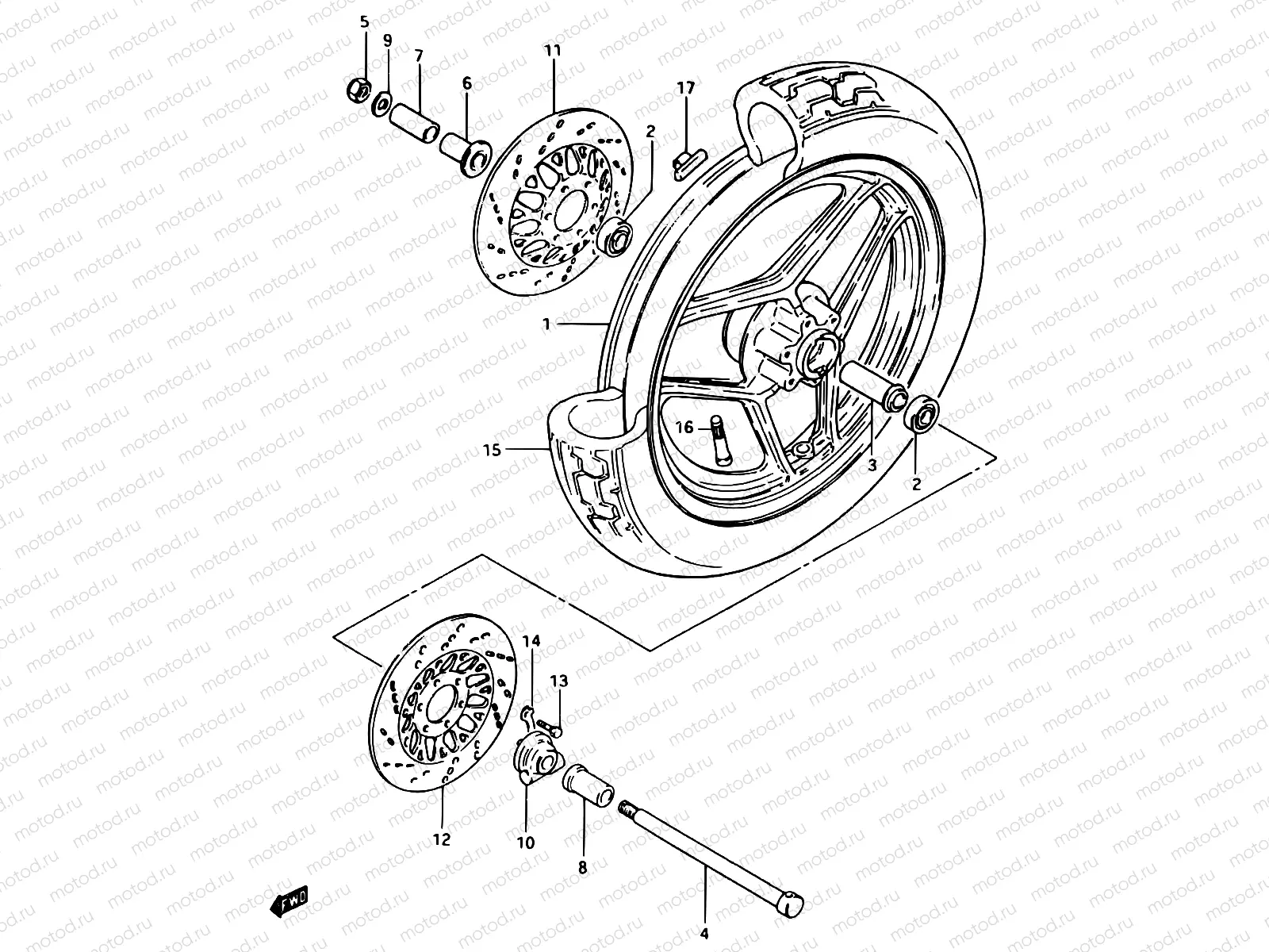 60 - FRONT WHEEL (GSX750ESE/EFE E06, E24)