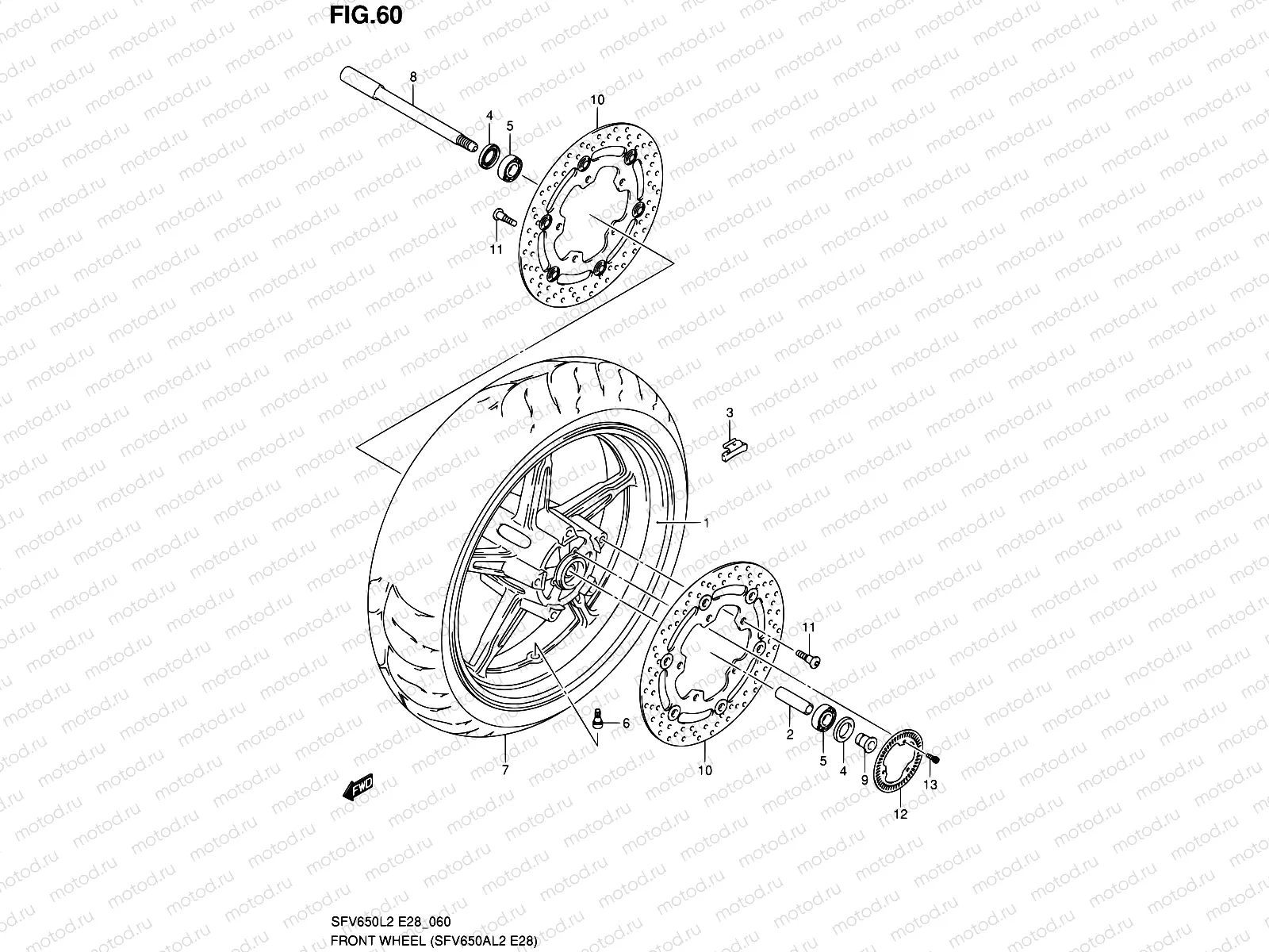 60 - FRONT WHEEL (SFV650AL2 E28)