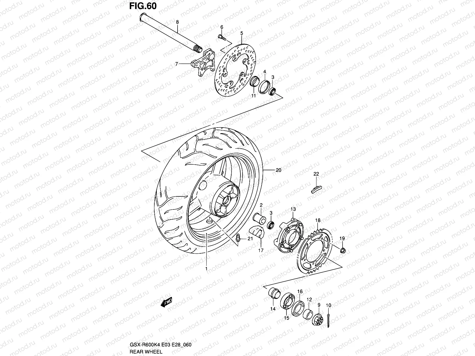 60 - REAR WHEEL (GSX-R600K4/K5)