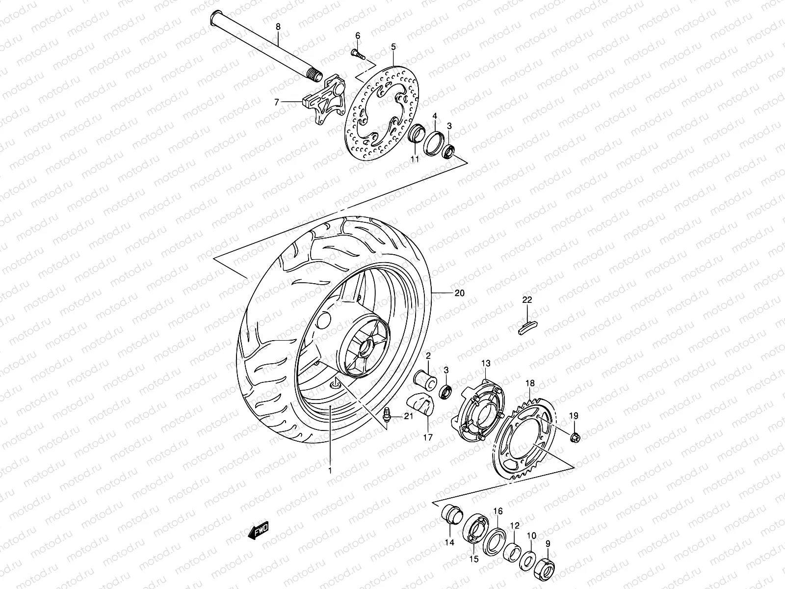 60 - REAR WHEEL (GSX-R600K4/U2K4/U3K4/K5/U2K5/U3K5)