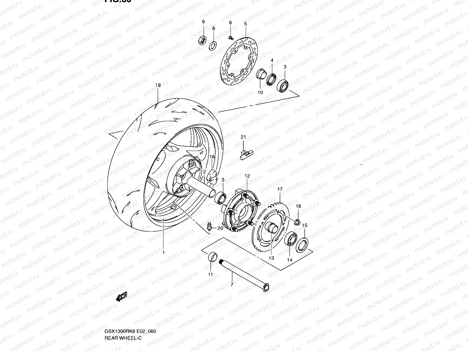 60 - REAR WHEEL (MODEL K8/K9)