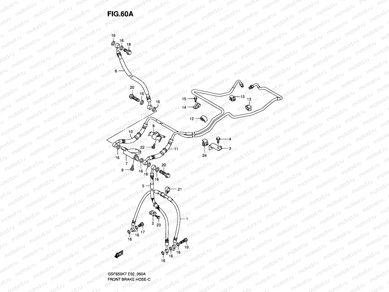 60A - FRONT BRAKE HOSE (GSF650AK7/UAK7/SAK7/SUAK7/AK8/UAK8/SAK8/SUAK8)