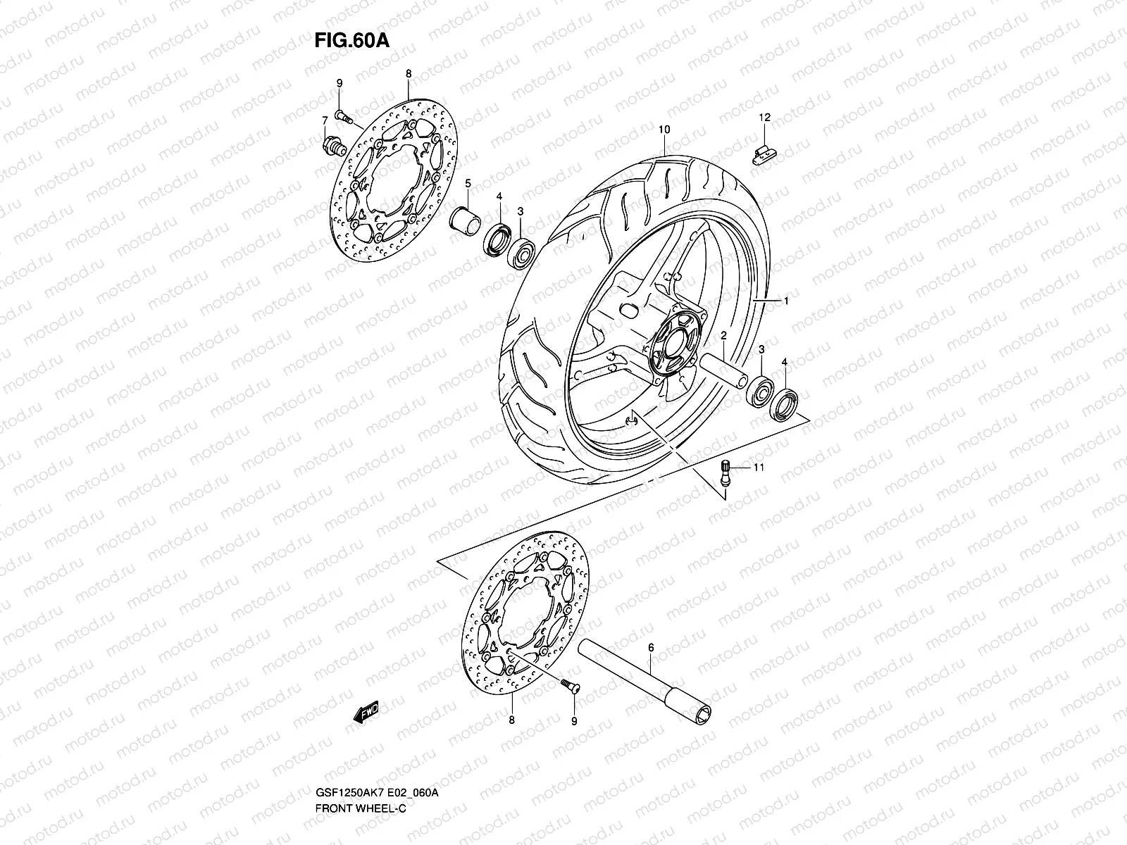 60A - FRONT WHEEL (GSF1250K7/SK7/K8/SK8/K9/SK9/SL0)